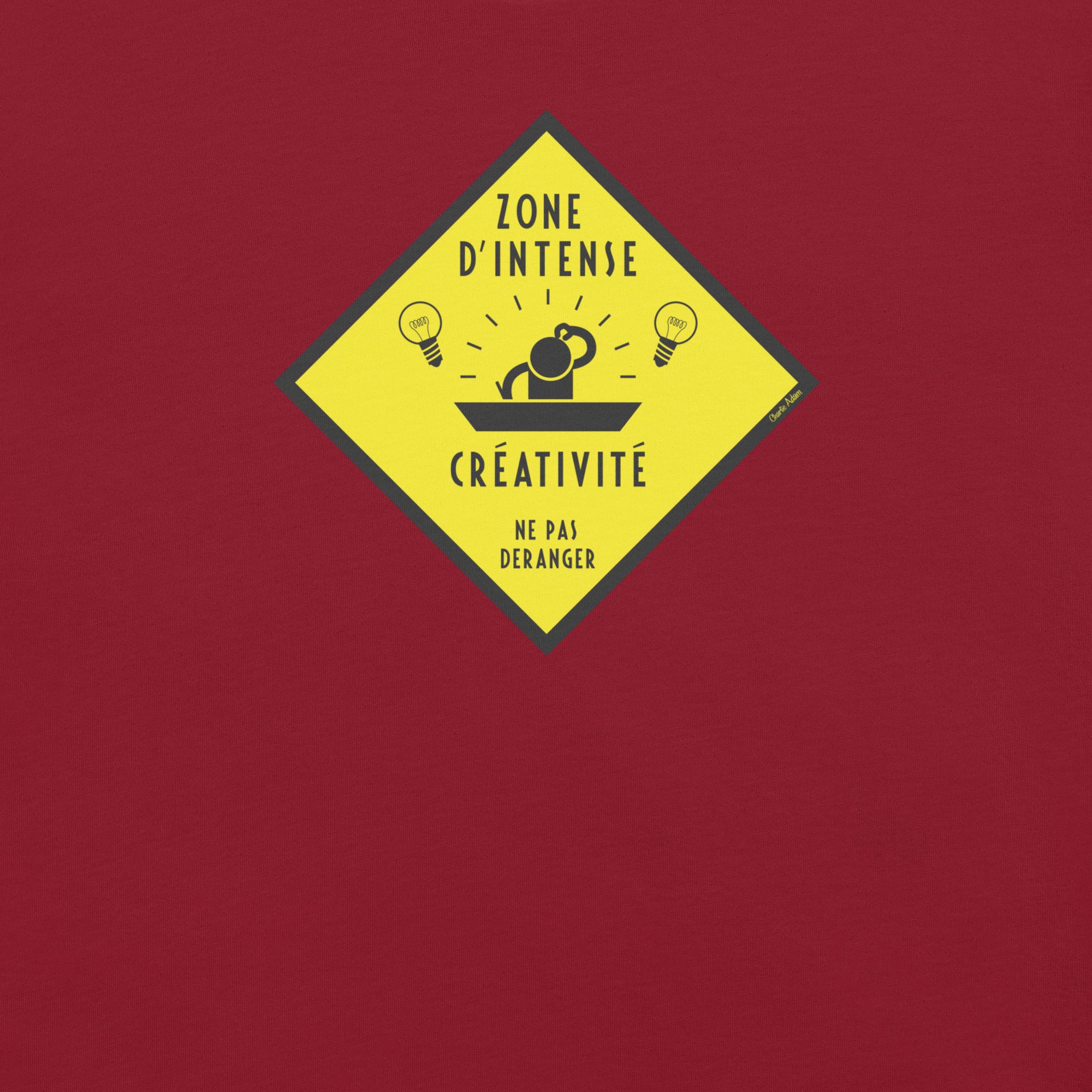 Unisex cotton t-shirt Zone d'intense créativité, Ne pas déranger on dark colors