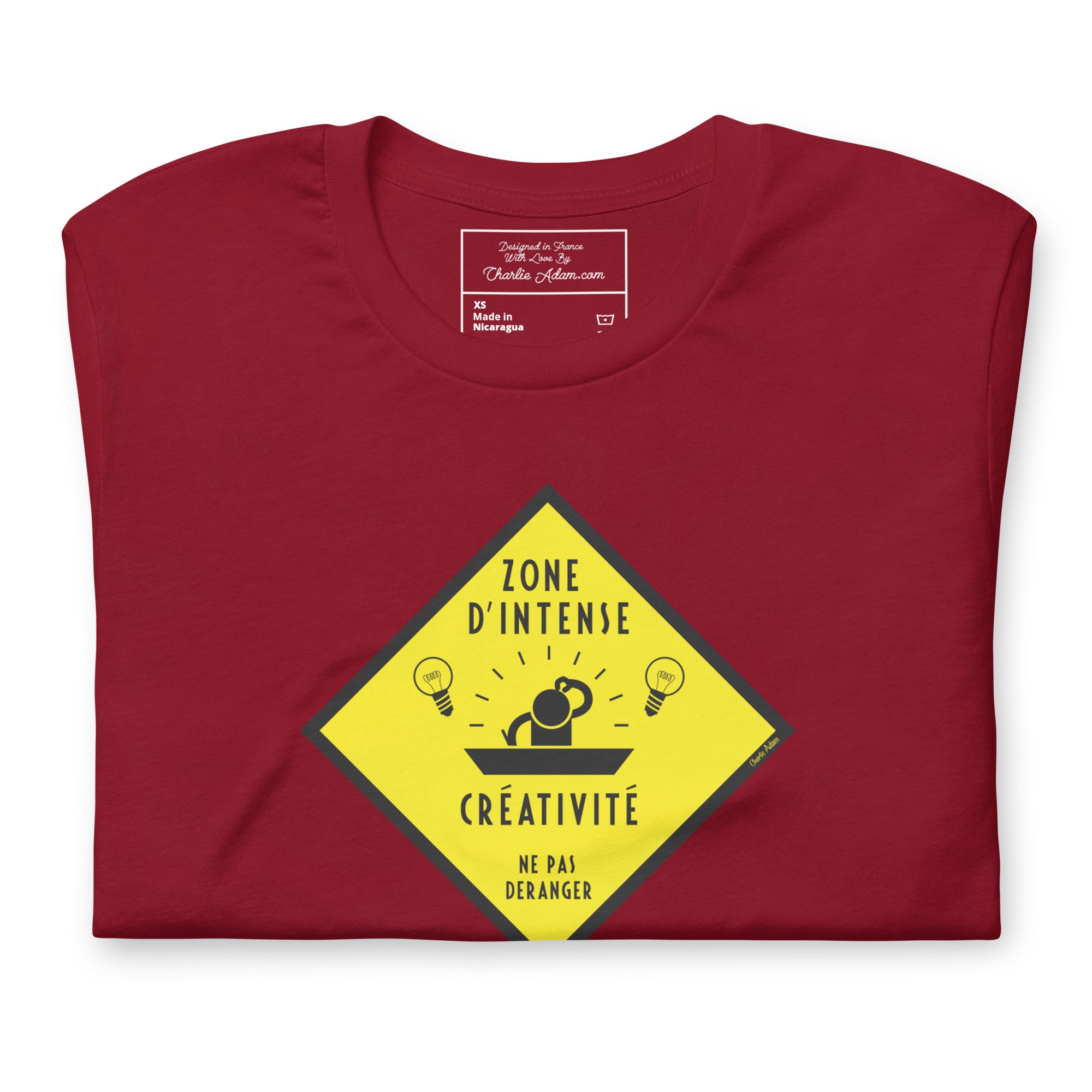 Unisex cotton t-shirt Zone d'intense créativité, Ne pas déranger on dark colors