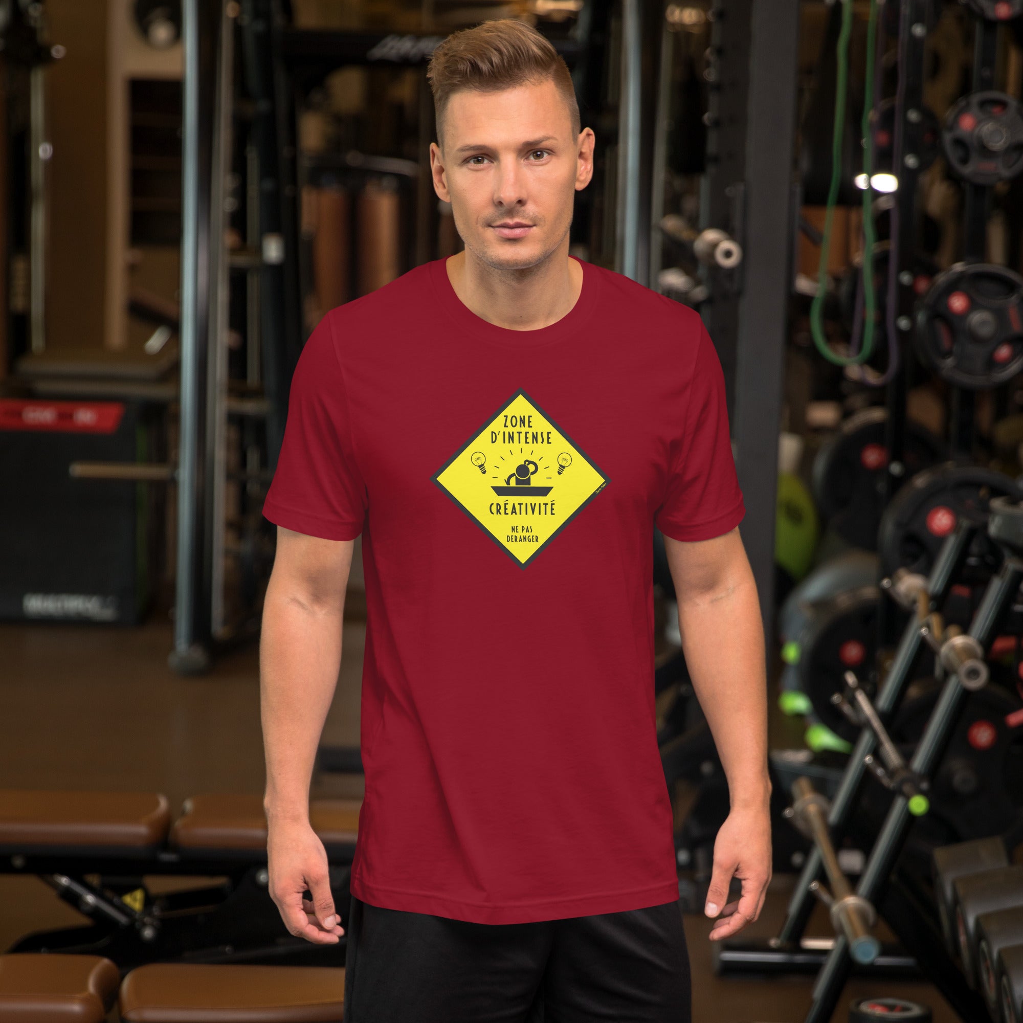 Unisex cotton t-shirt Zone d'intense créativité, Ne pas déranger on dark colors