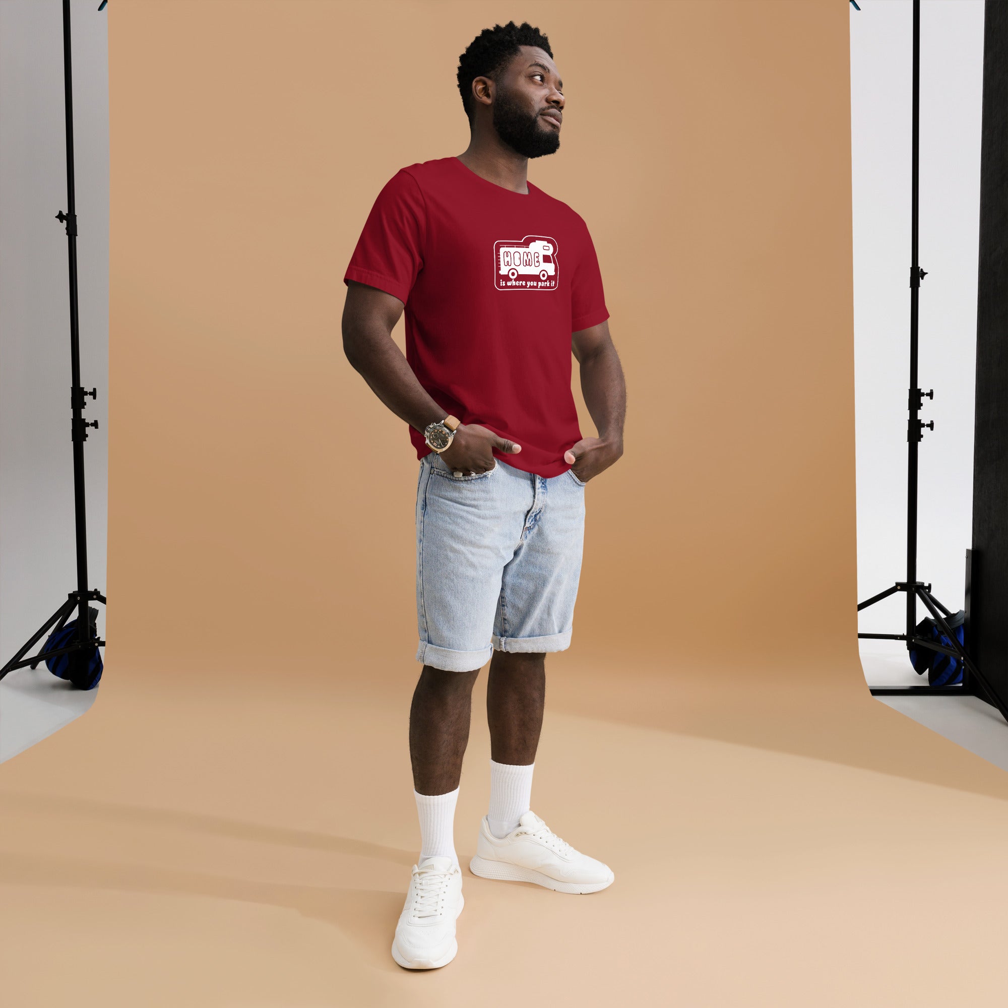 Unisex cotton t-shirt Bold Camper Van on dark colors