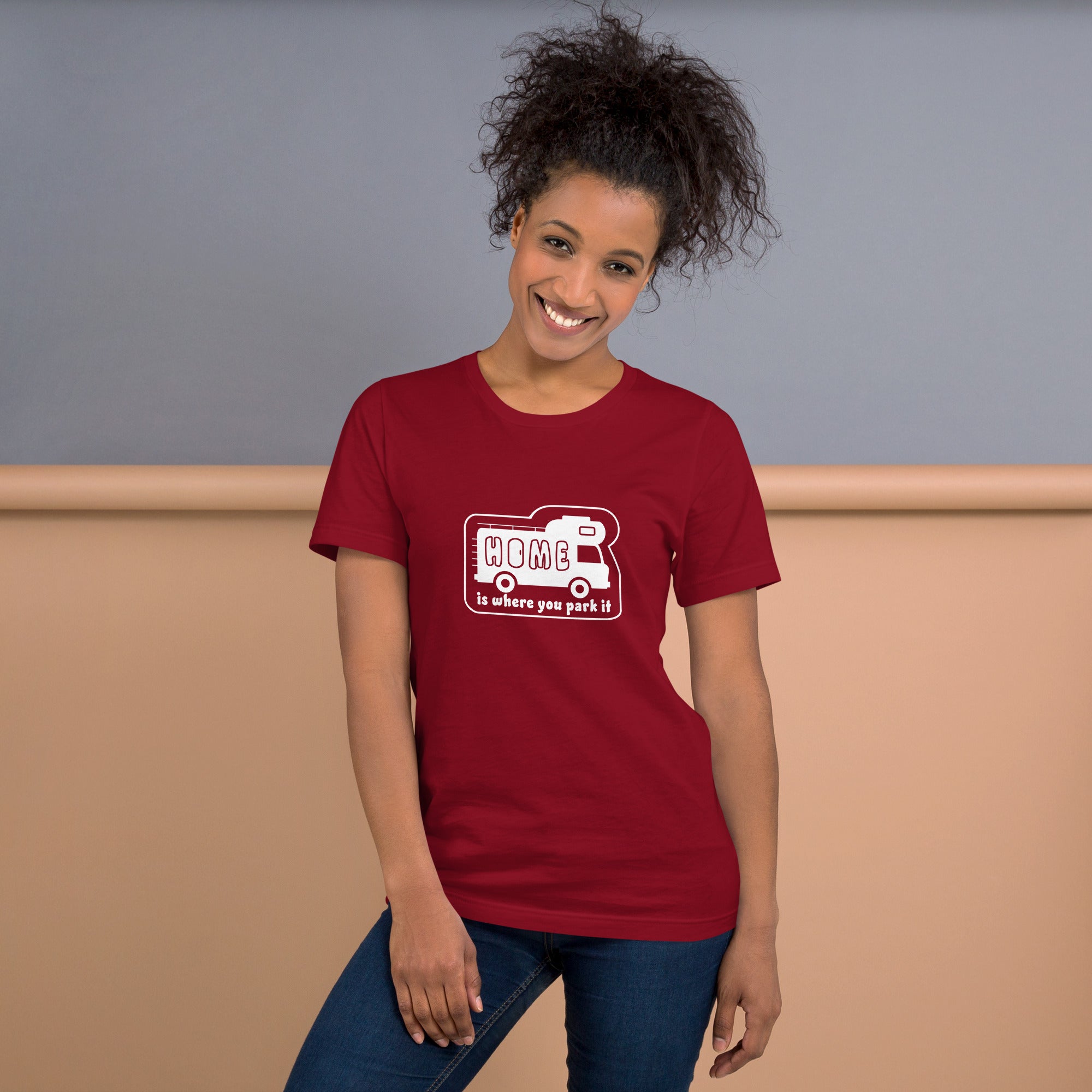 Unisex cotton t-shirt Bold Camper Van on dark colors