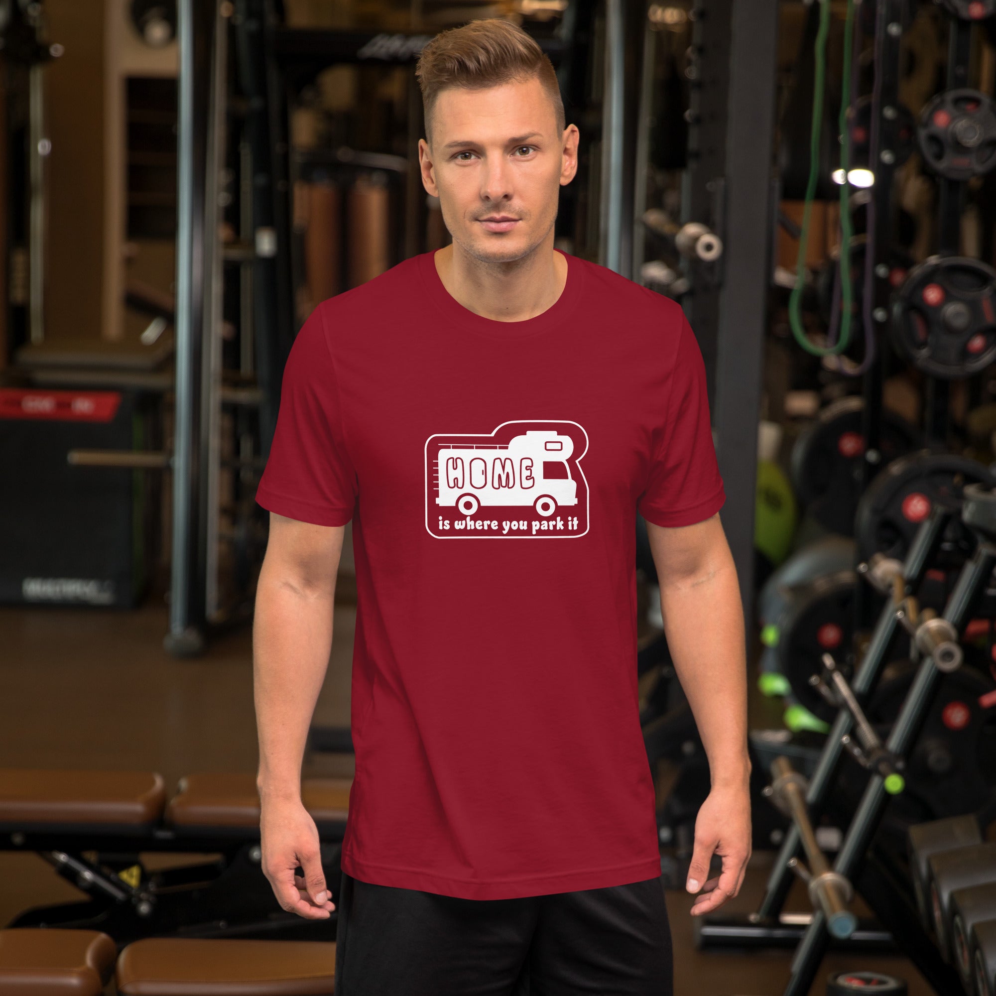 Unisex cotton t-shirt Bold Camper Van on dark colors