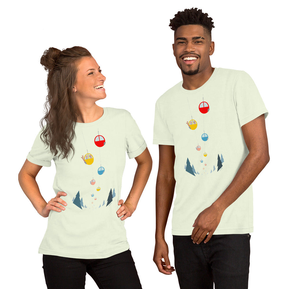 T-shirt en coton unisexe Gondolas in the mist sur couleurs vives