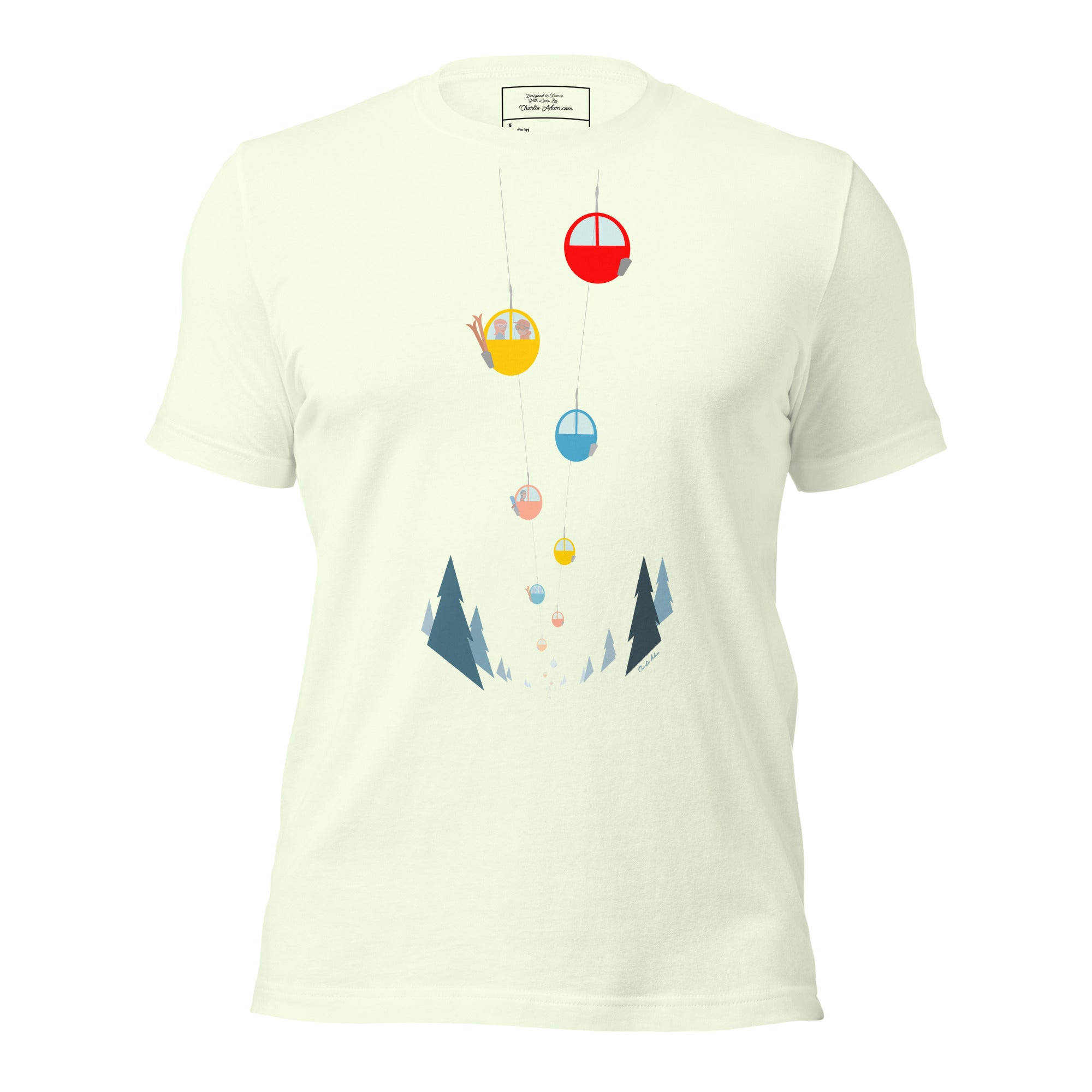 T-shirt en coton unisexe Gondolas in the mist sur couleurs vives