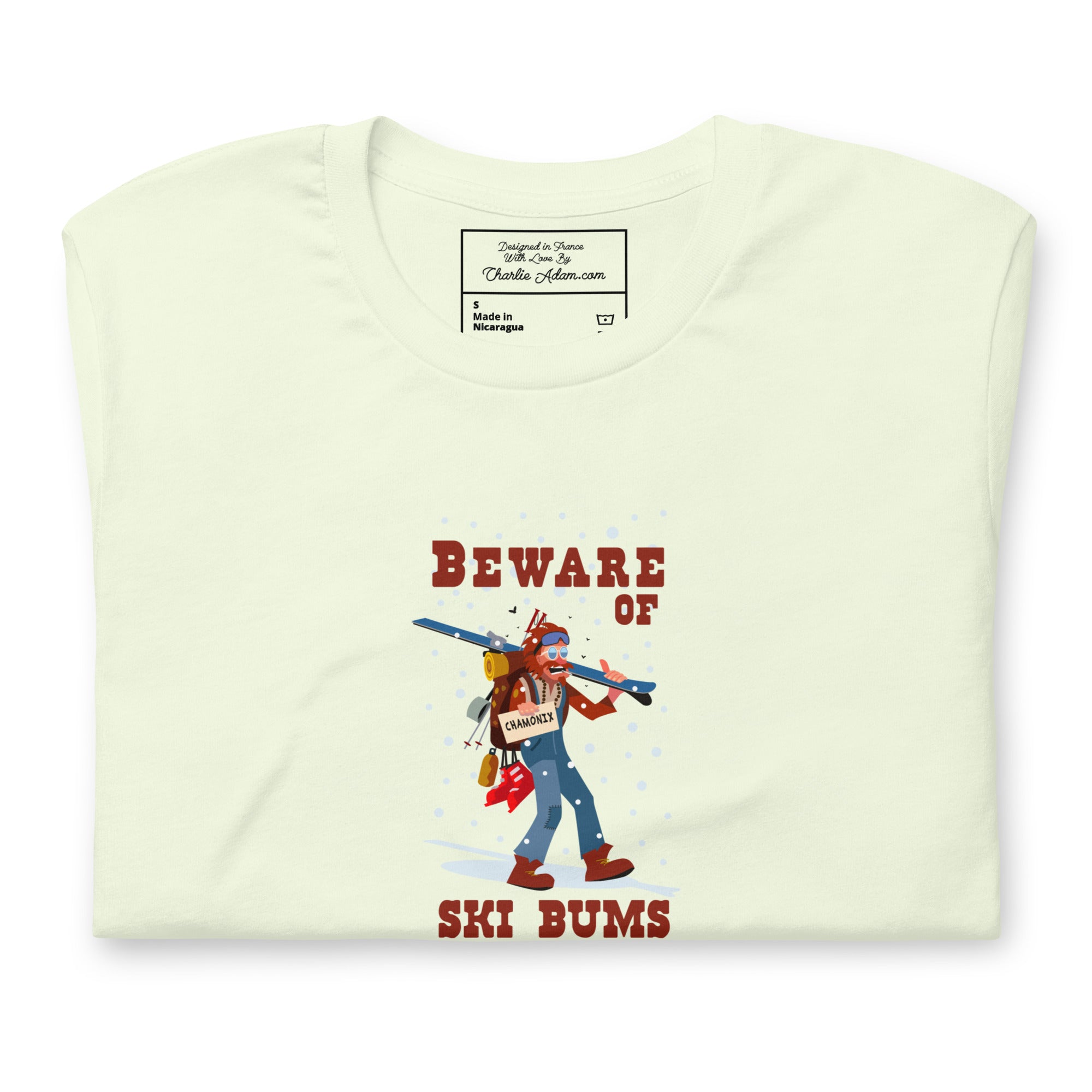 T-shirt en coton unisexe Beware of ski bums, drunks and loose women sur couleurs claires