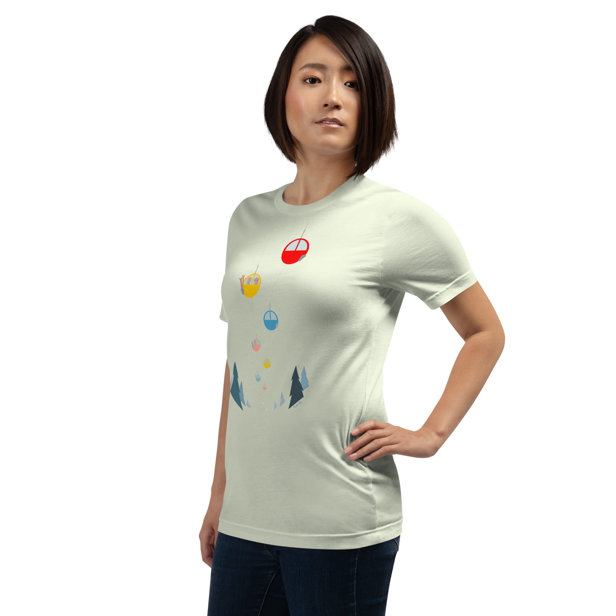 T-shirt en coton unisexe Gondolas in the mist sur couleurs vives