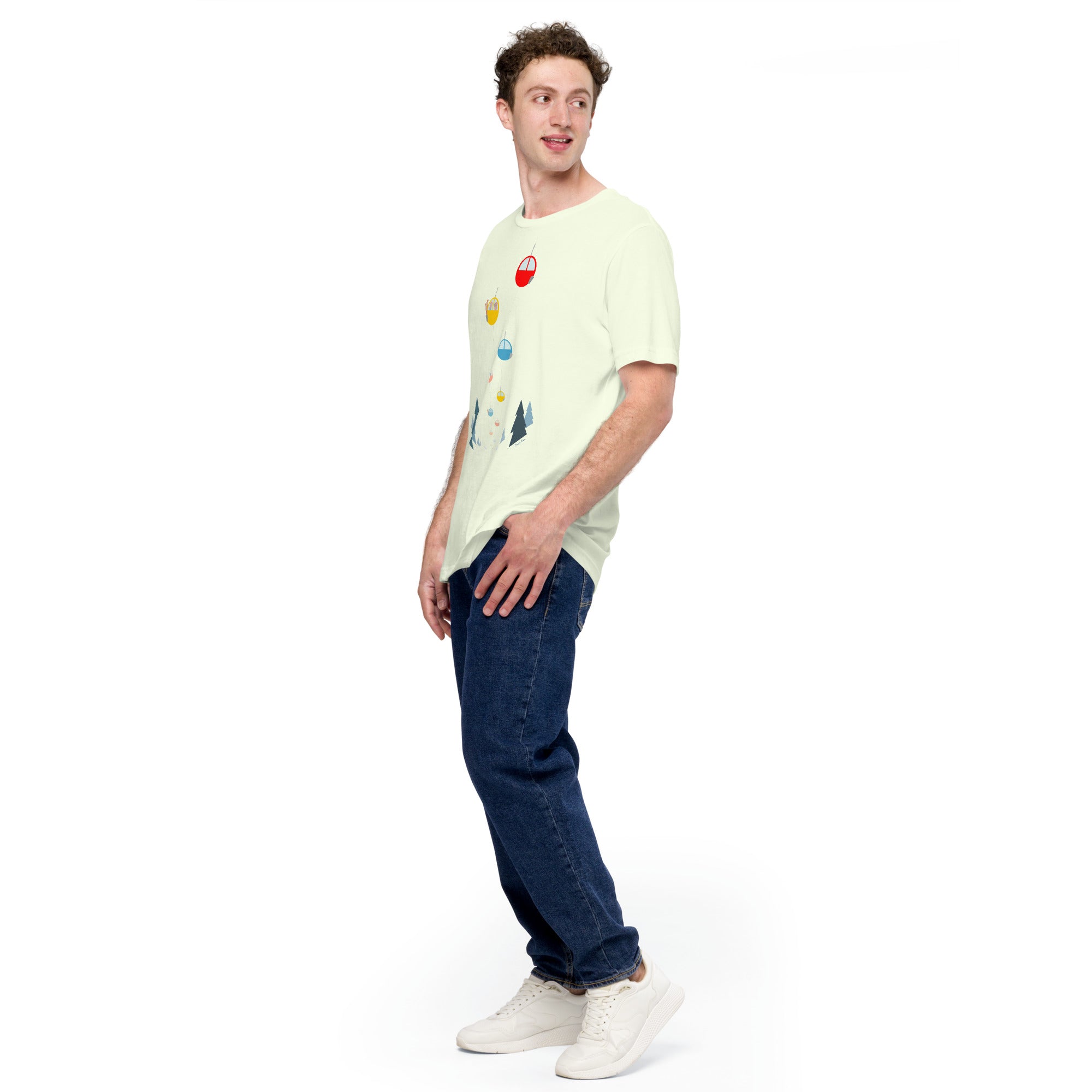 T-shirt en coton unisexe Gondolas in the mist sur couleurs vives