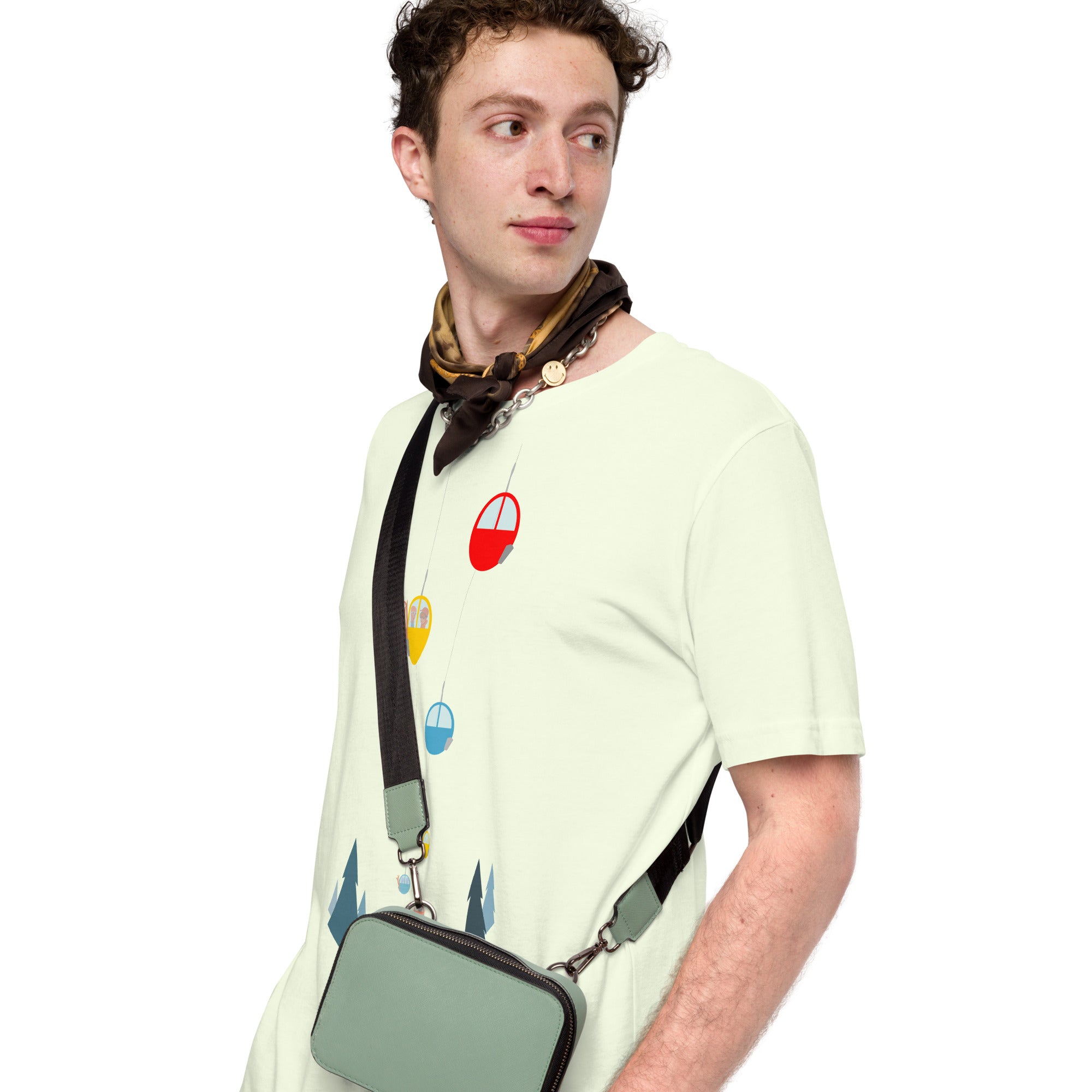 T-shirt en coton unisexe Gondolas in the mist sur couleurs vives
