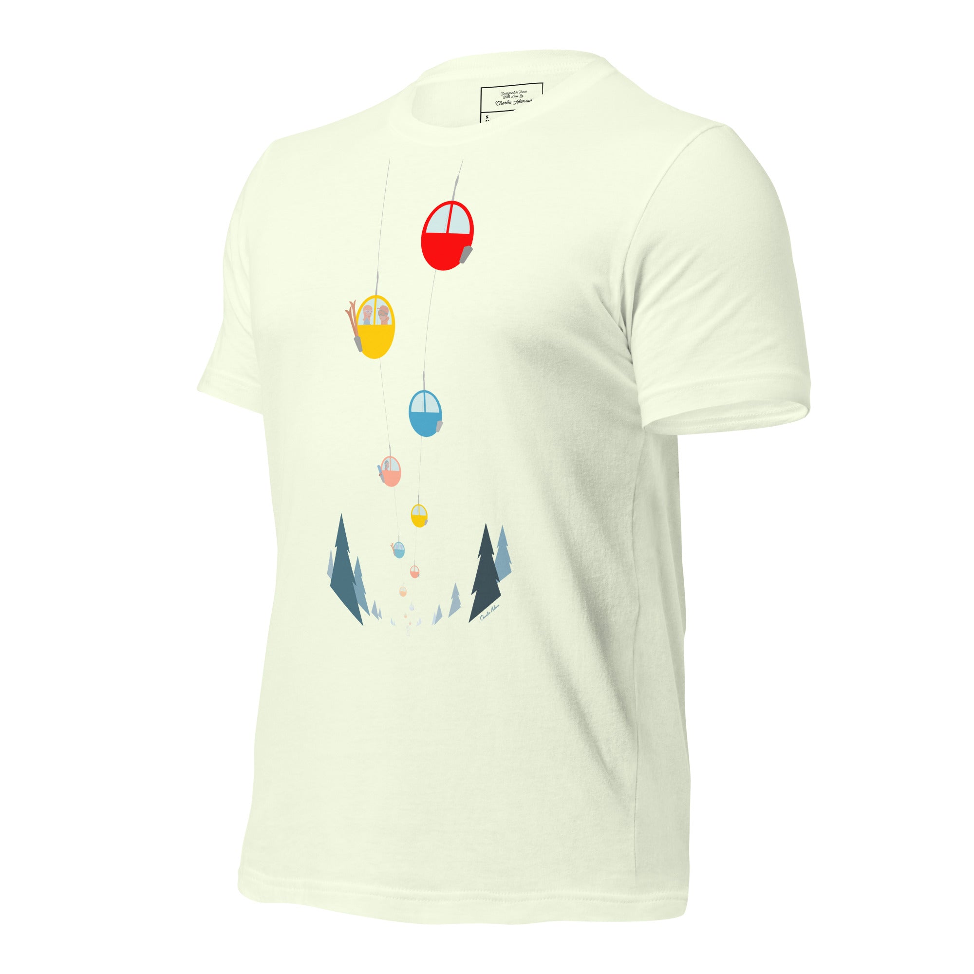 T-shirt en coton unisexe Gondolas in the mist sur couleurs vives