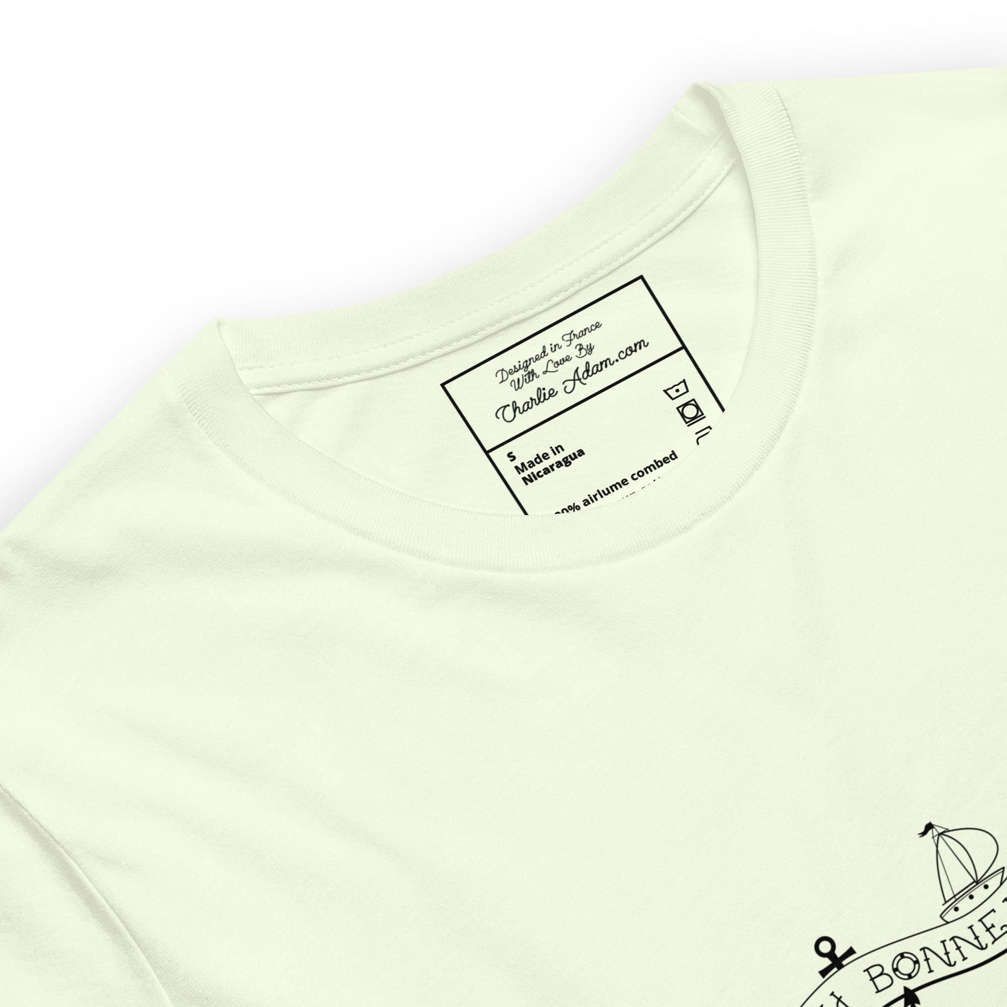 T-shirt en coton unisexe Oh Bonne Mer Tattoo black sur couleurs claires