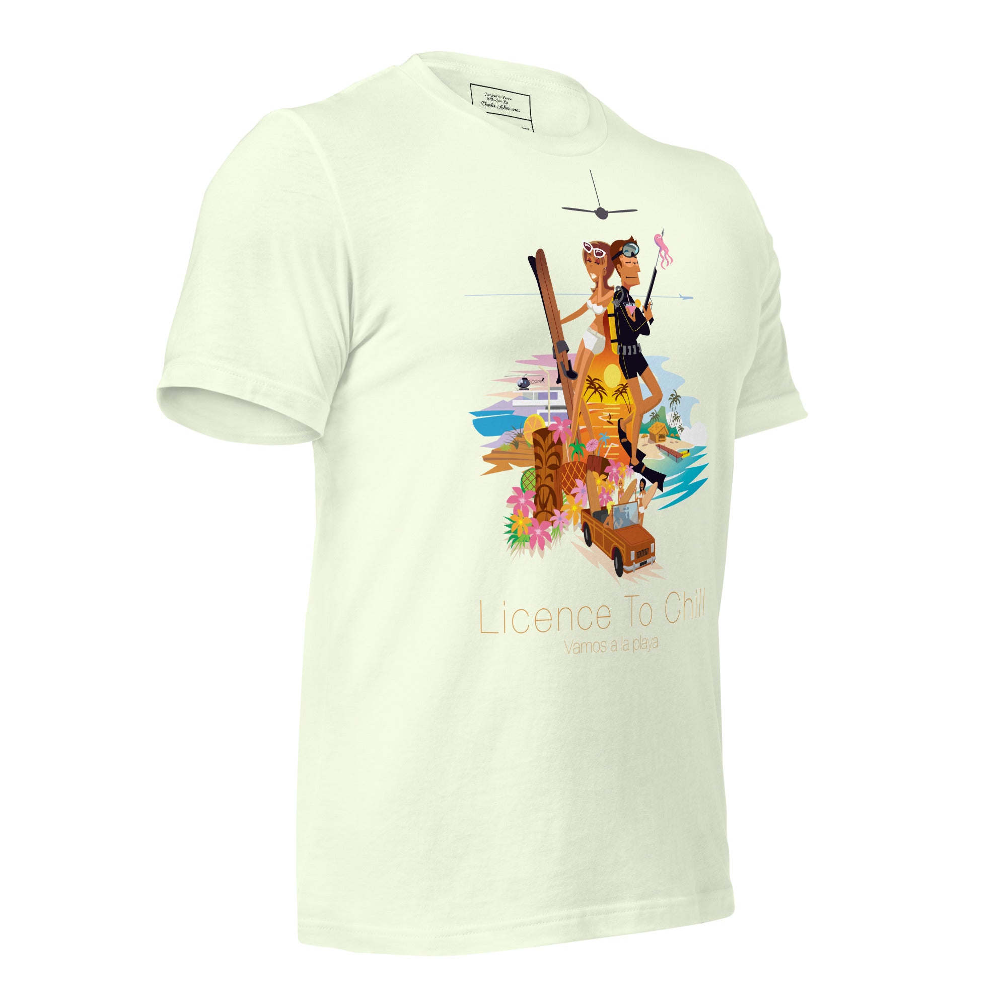 T-shirt en coton unisexe License to Chill Vamos a la playa sur couleurs claires