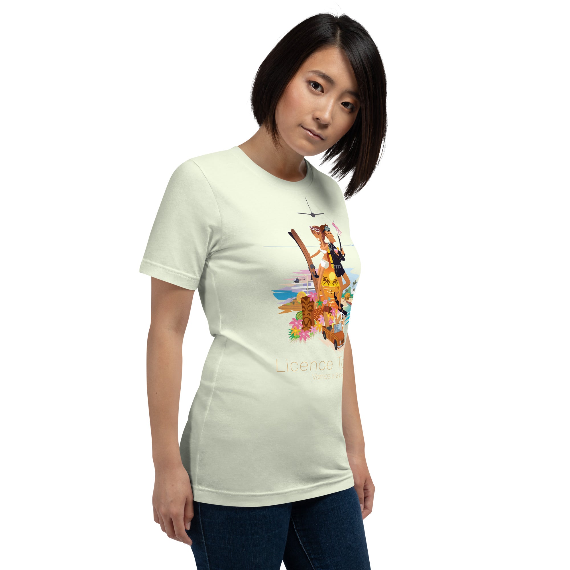 T-shirt en coton unisexe License to Chill Vamos a la playa sur couleurs claires