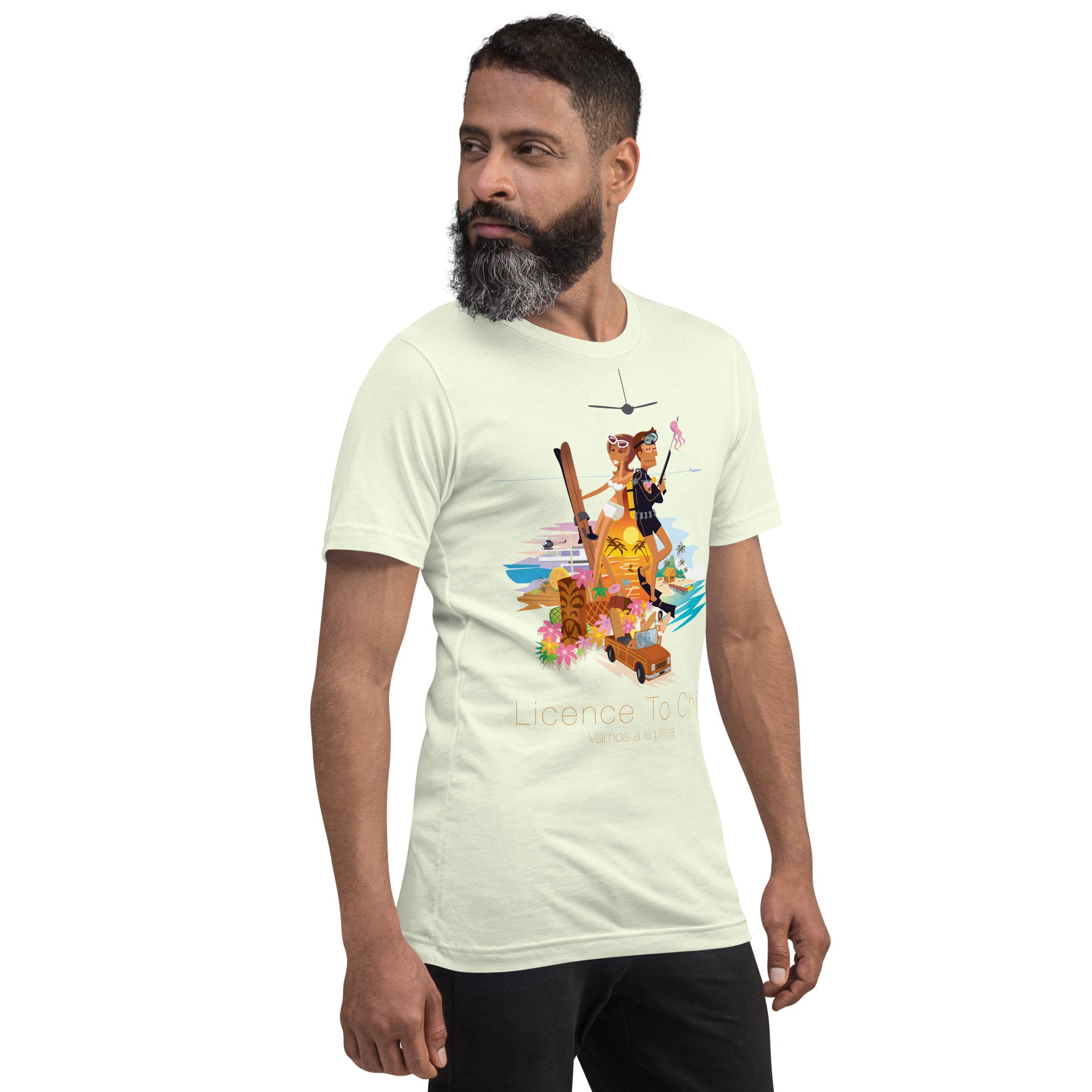 T-shirt en coton unisexe License to Chill Vamos a la playa sur couleurs claires