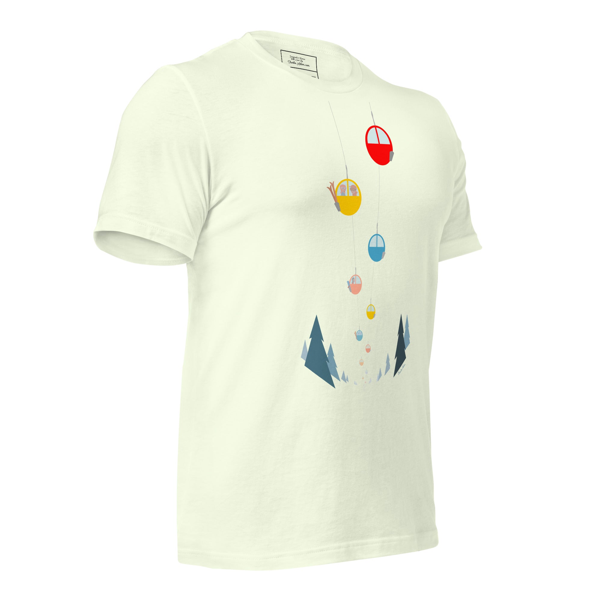 T-shirt en coton unisexe Gondolas in the mist sur couleurs vives