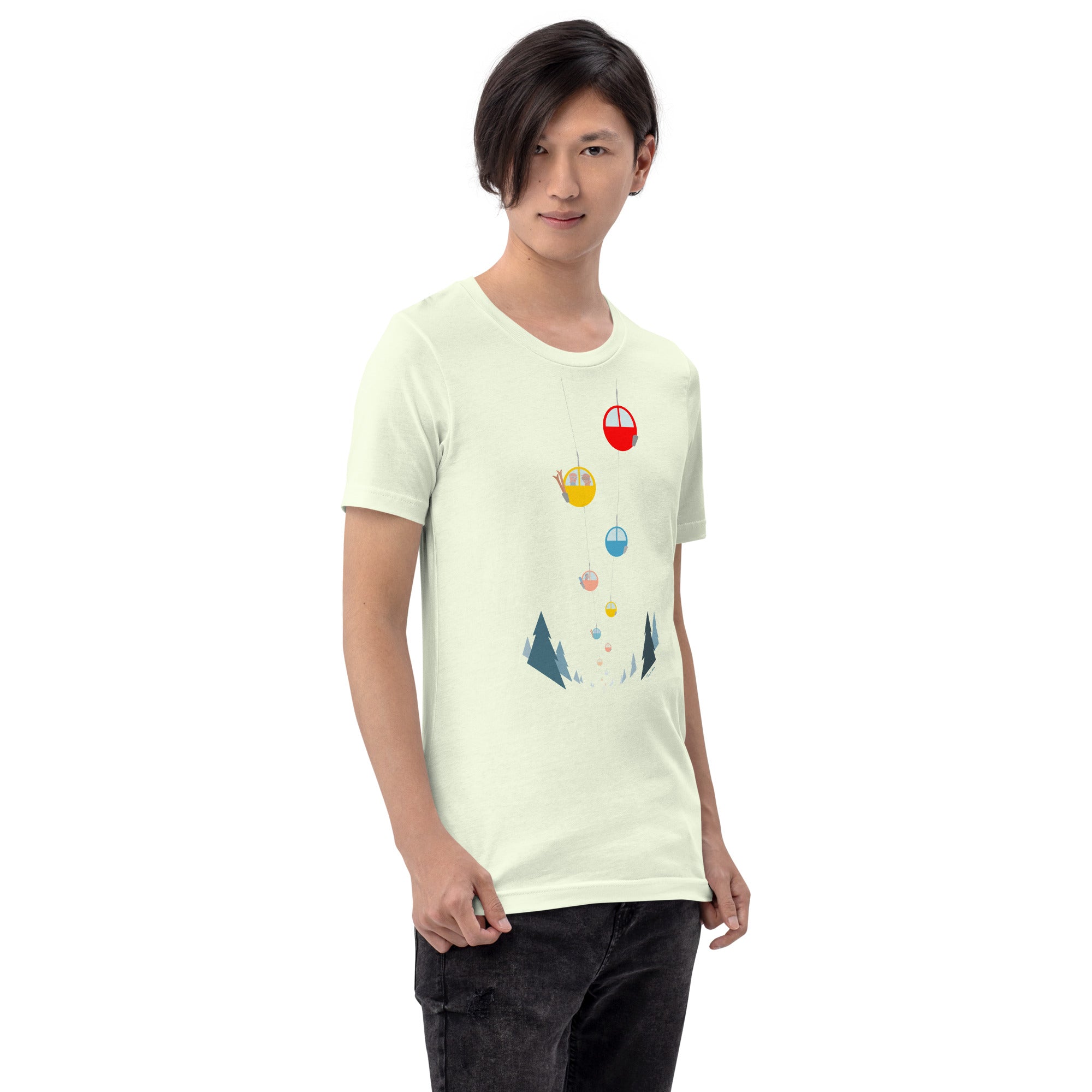 T-shirt en coton unisexe Gondolas in the mist sur couleurs vives