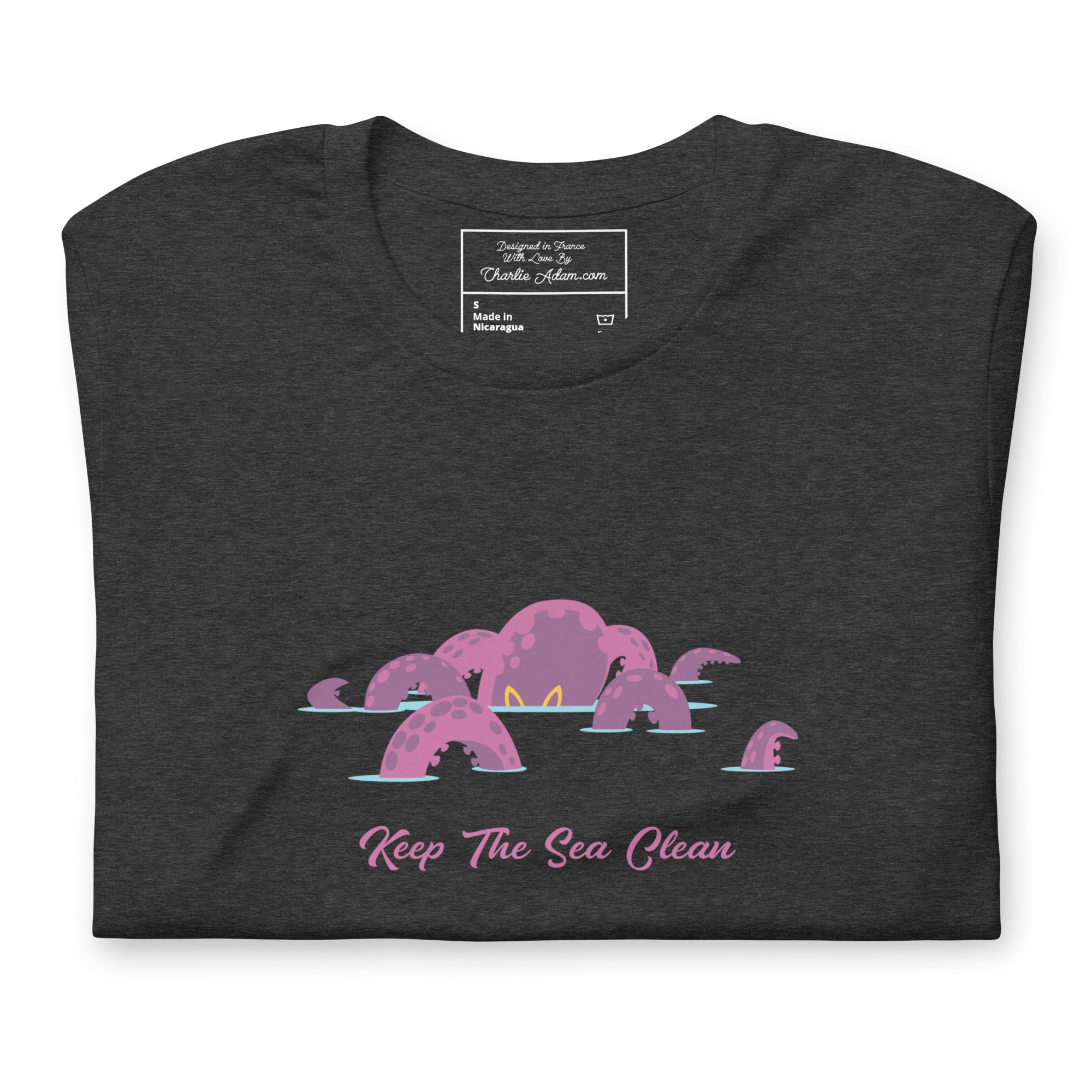 T-shirt en coton unisexe Octopus Purple sur couleurs chinées foncées