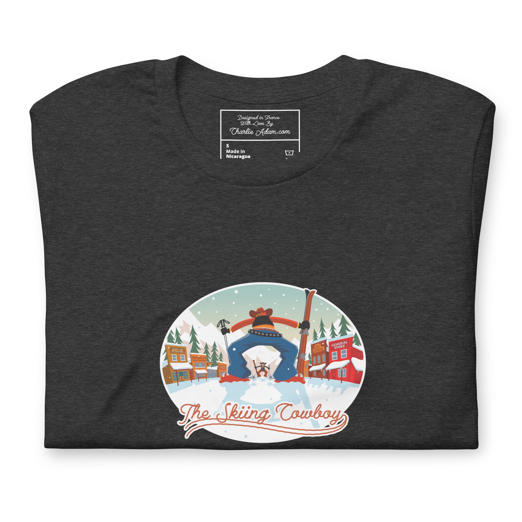 T-shirt en coton unisexe Ski Fight at OK Corral sur couleurs chinées foncées