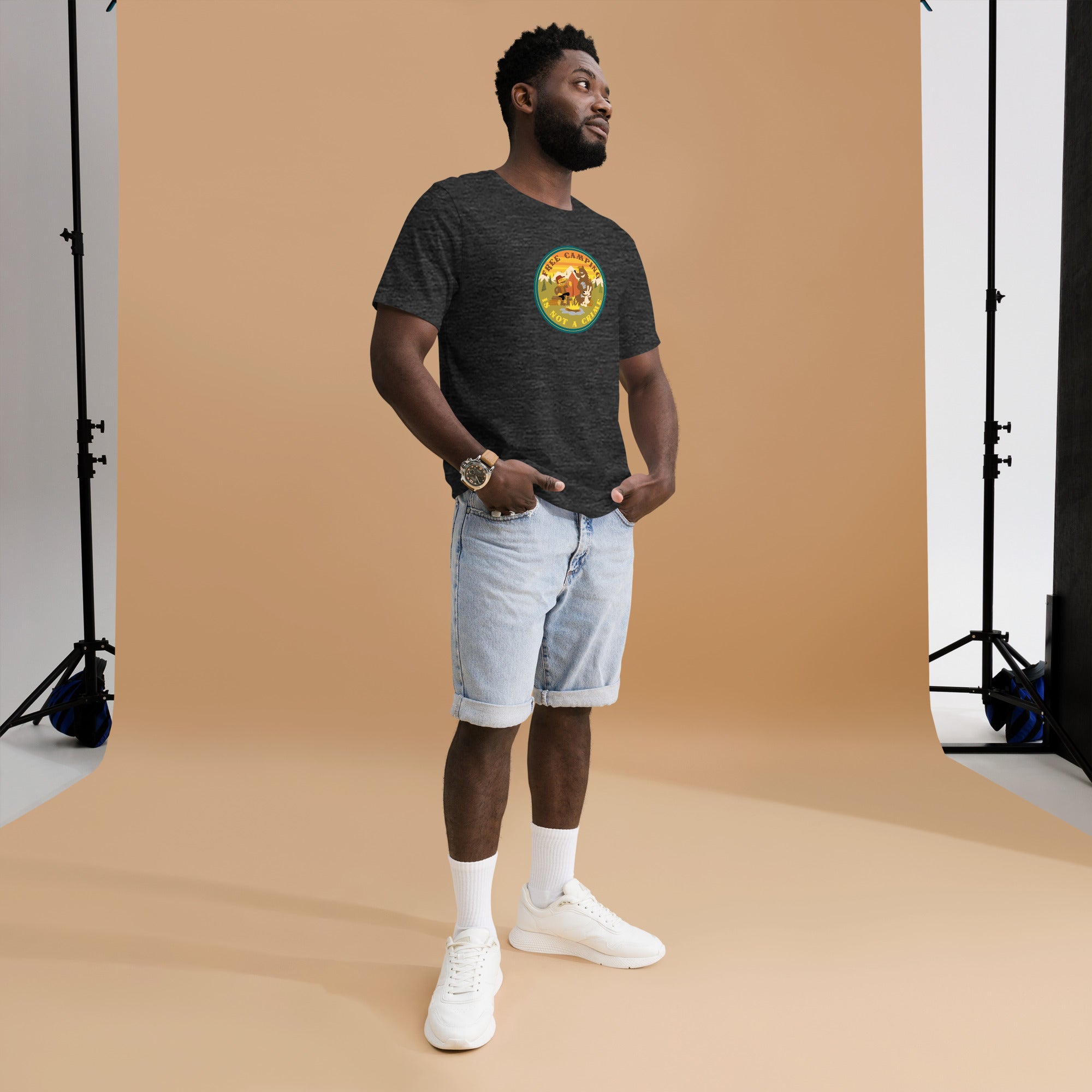 Unisex t-shirt Free Camping is not a crime on dark heather colors