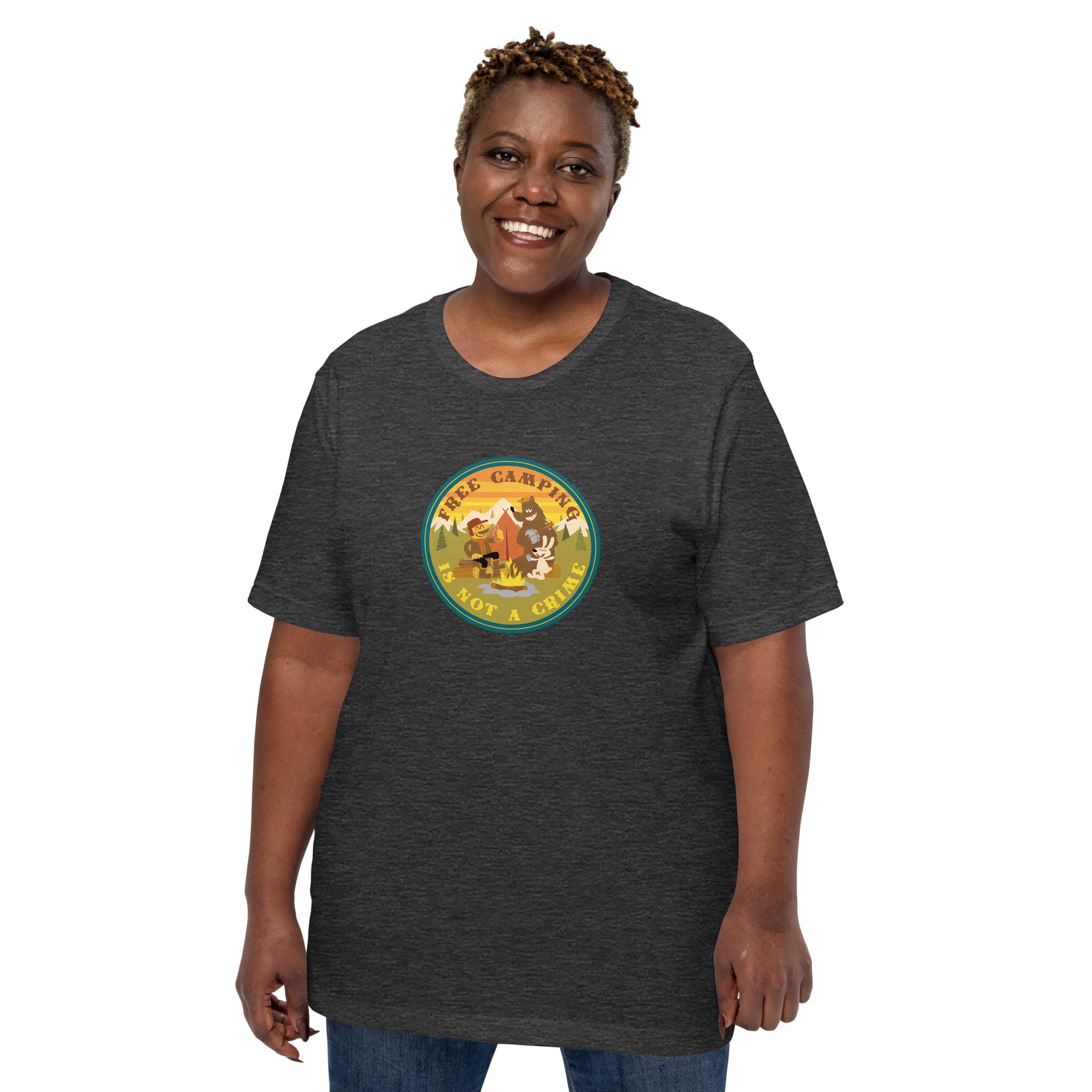 Unisex t-shirt Free Camping is not a crime on dark heather colors