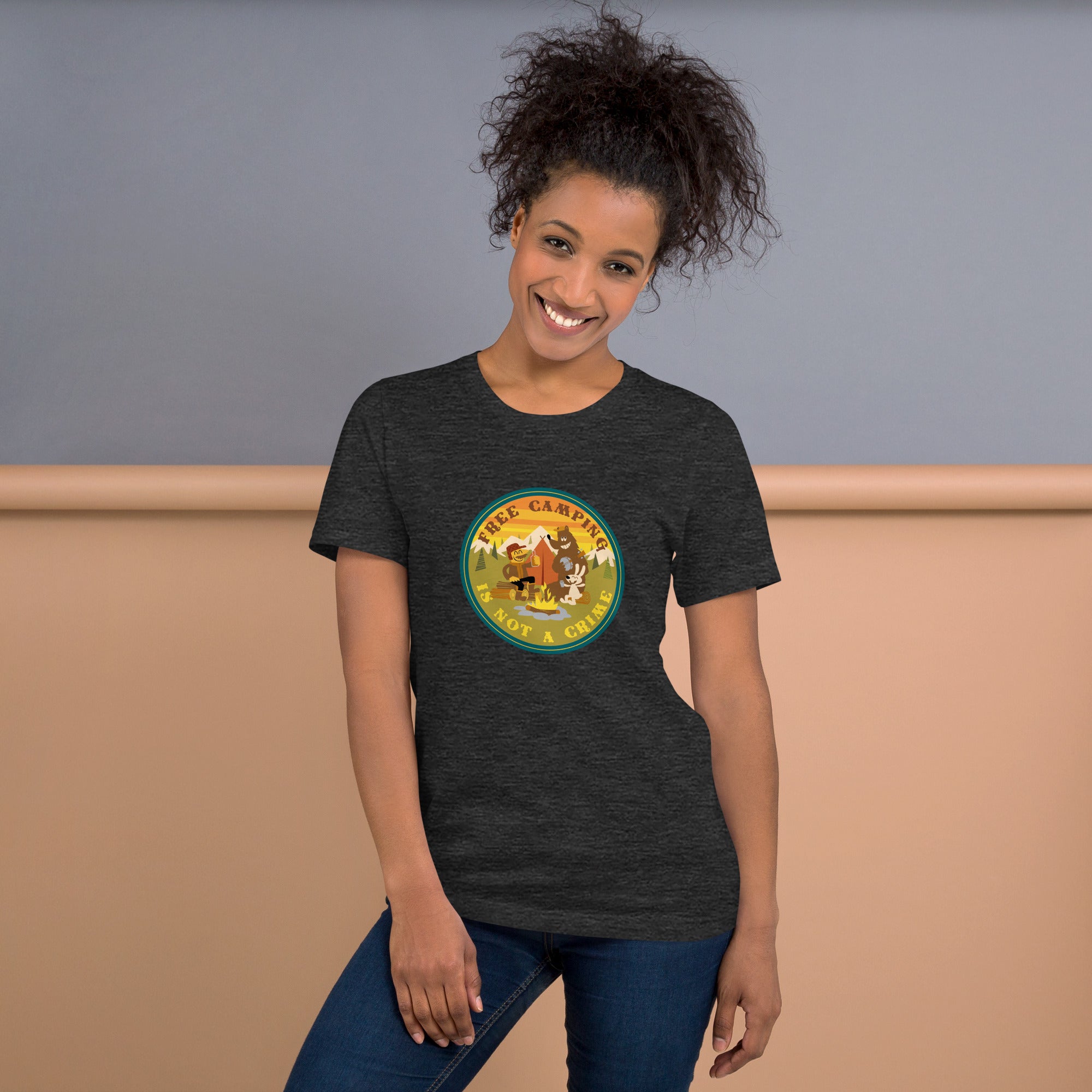 Unisex t-shirt Free Camping is not a crime on dark heather colors