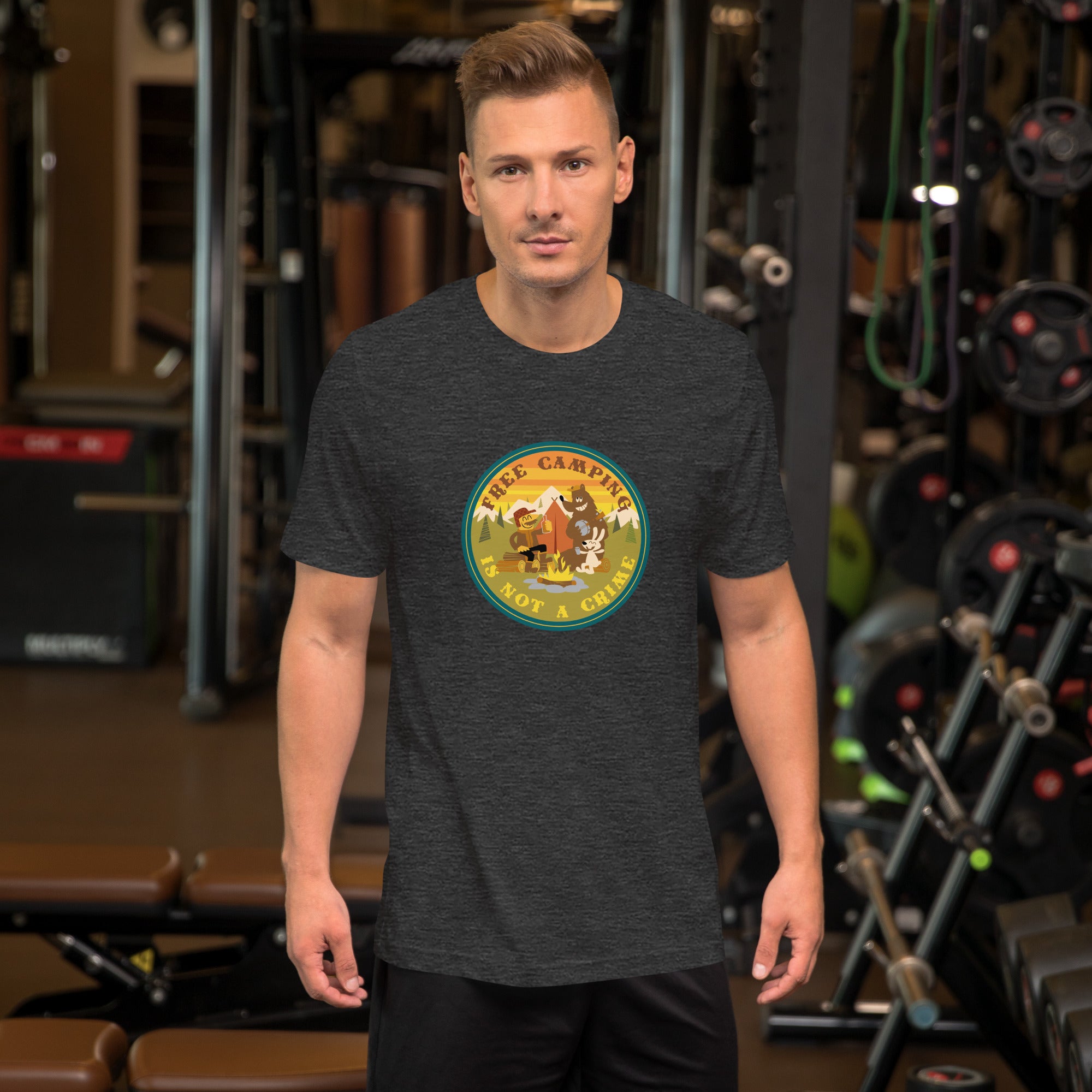 Unisex t-shirt Free Camping is not a crime on dark heather colors