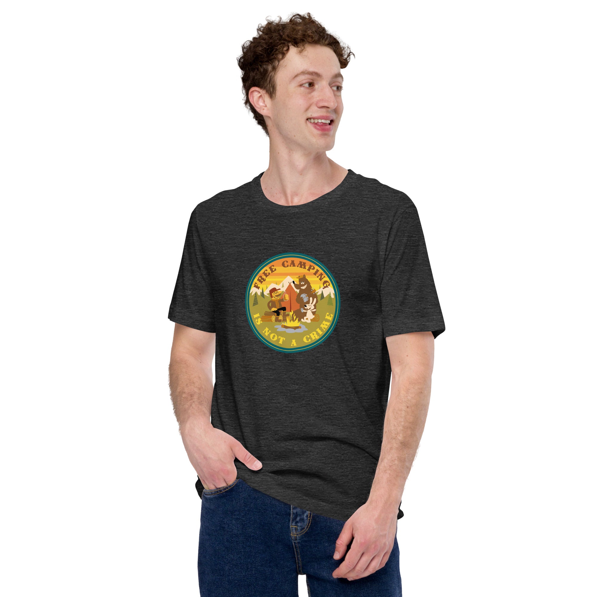 Unisex t-shirt Free Camping is not a crime on dark heather colors