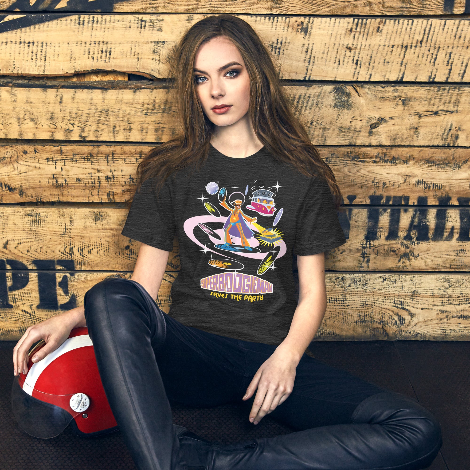 Unisex t-shirt Superboogieman saves the Party on dark heather colors