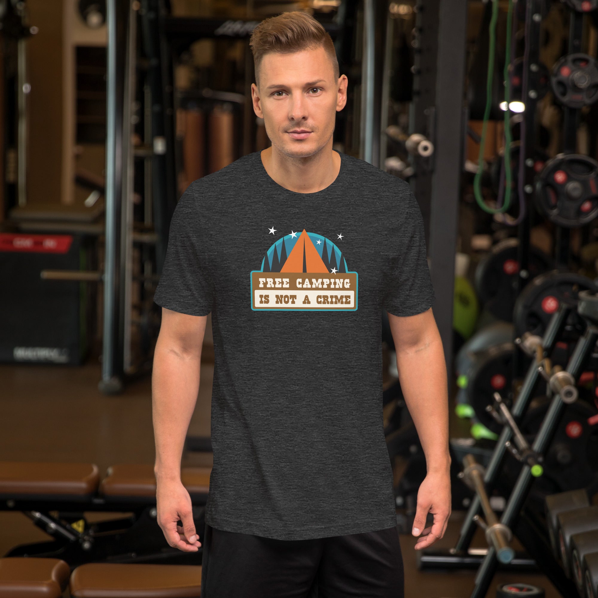 Unisex t-shirt Free camping is not a crime on dark heather colors