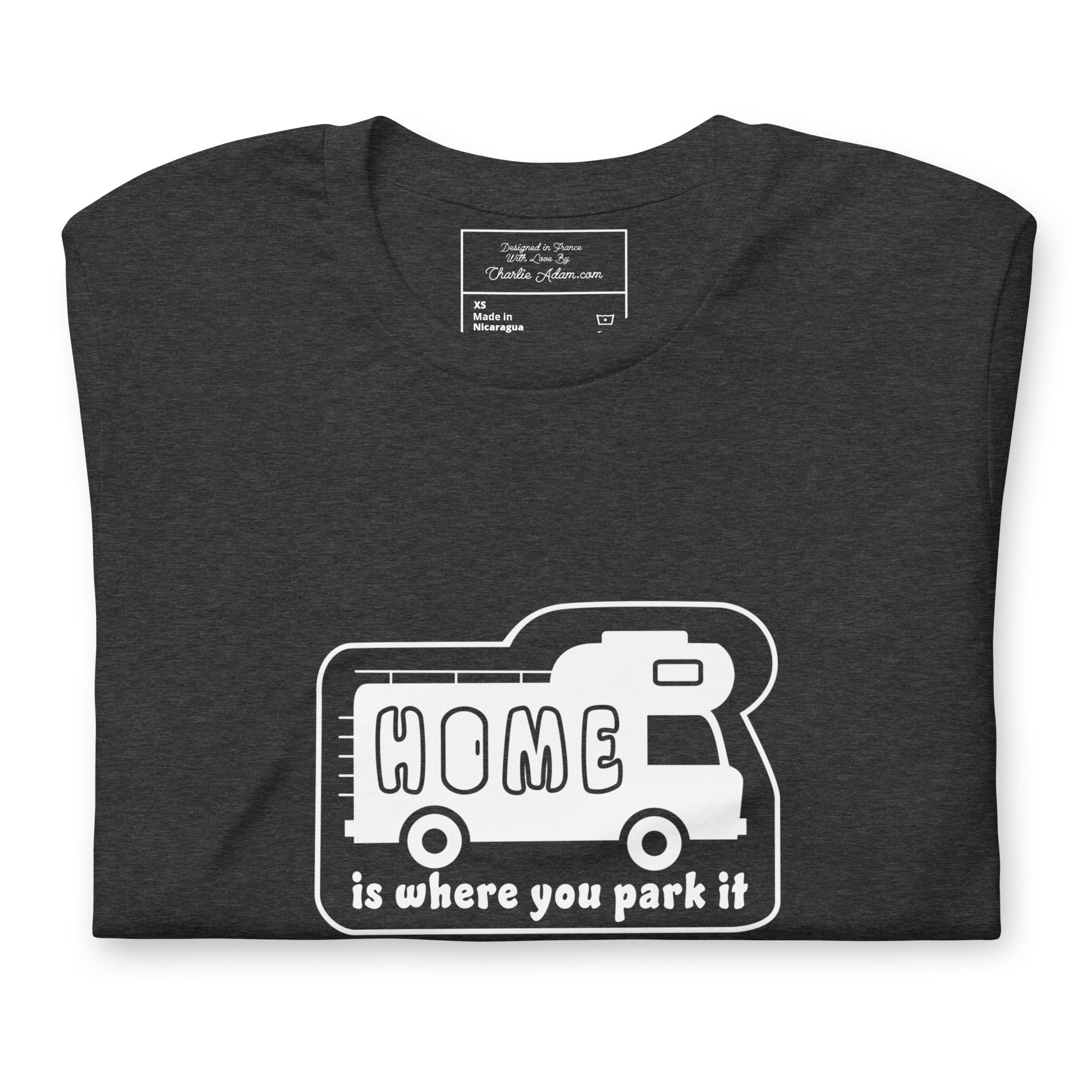 Unisex cotton t-shirt Bold Camper Van on dark heather colors