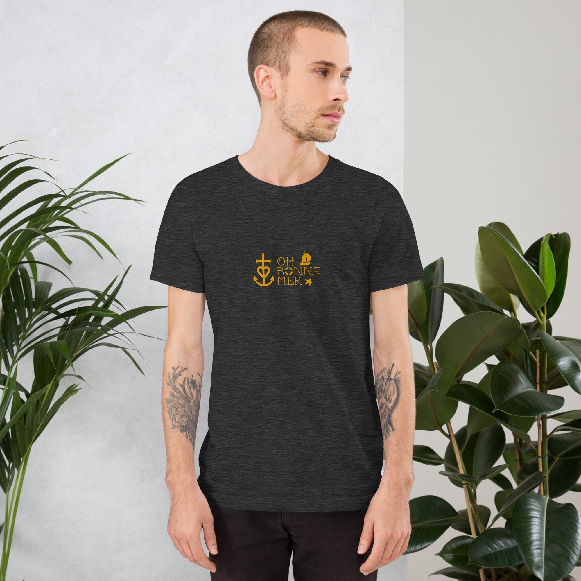 Unisex cotton t-shirt Oh Bonne Mer 2 on dark heather colors