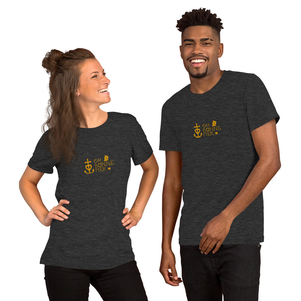 Unisex cotton t-shirt Oh Bonne Mer 2 on dark heather colors