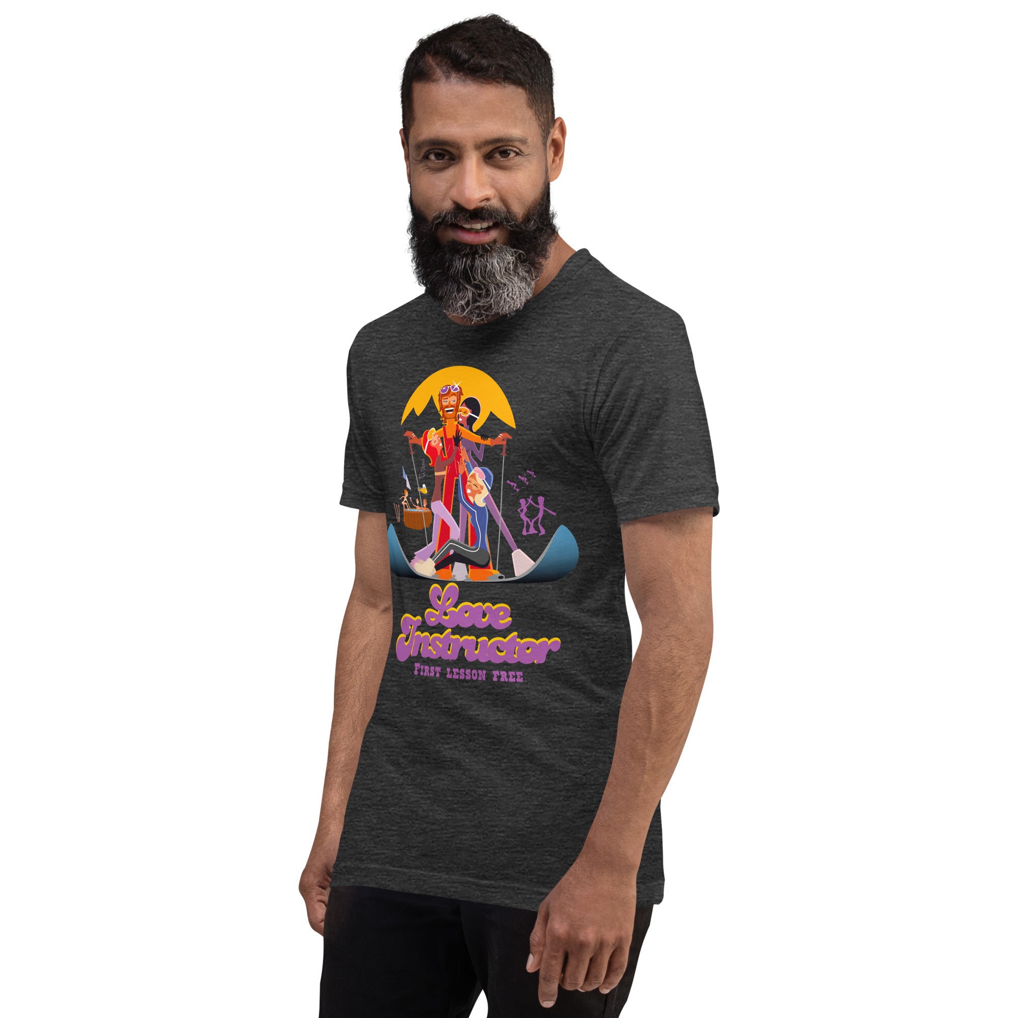 Unisex t-shirt Love instructor First lesson free on dark heather colors