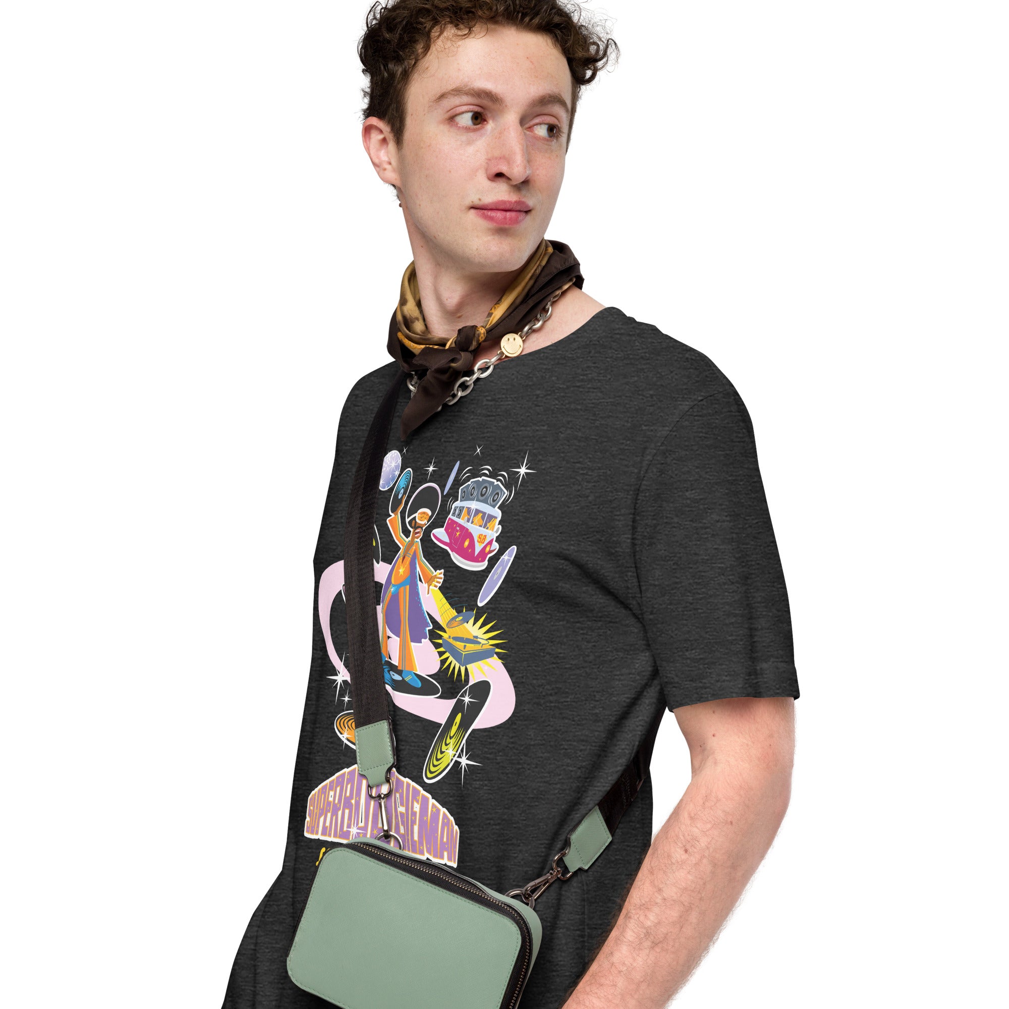 Unisex t-shirt Superboogieman saves the Party on dark heather colors