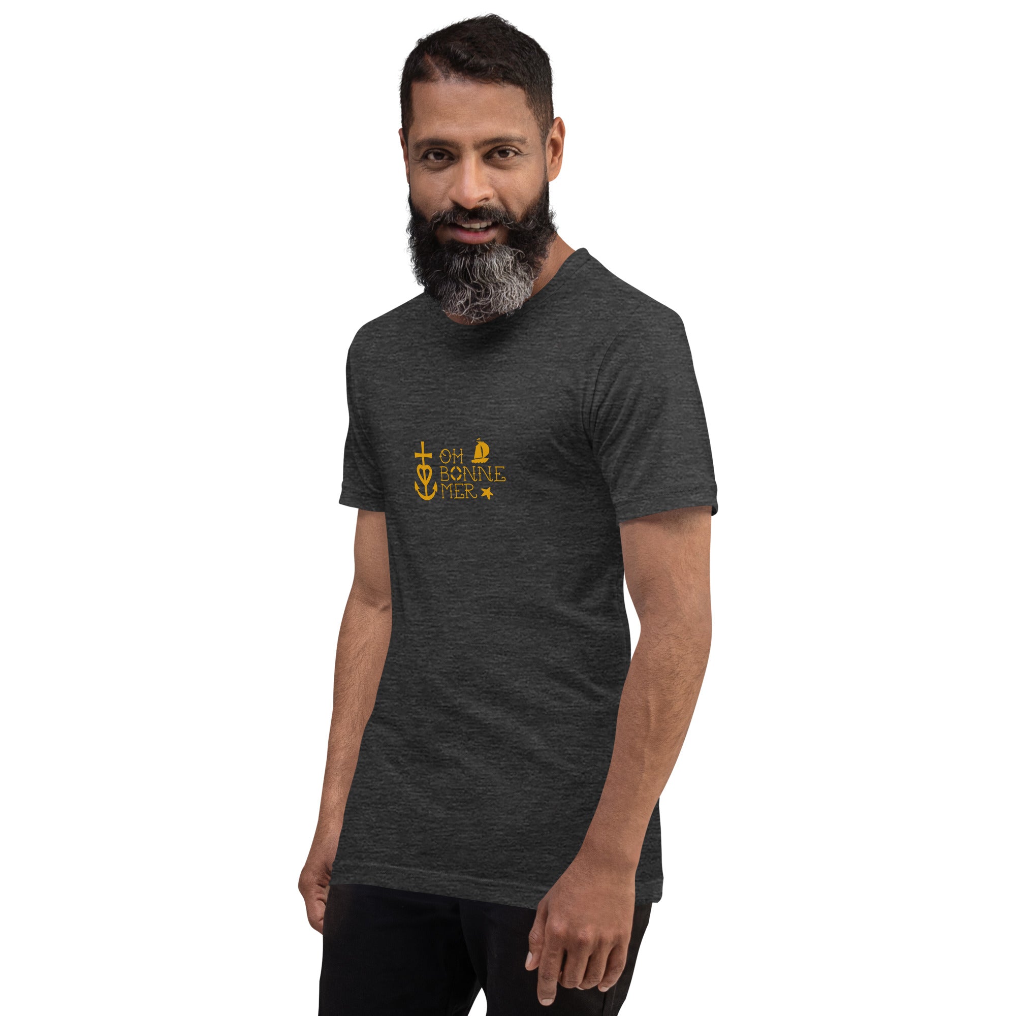 Unisex cotton t-shirt Oh Bonne Mer 2 on dark heather colors