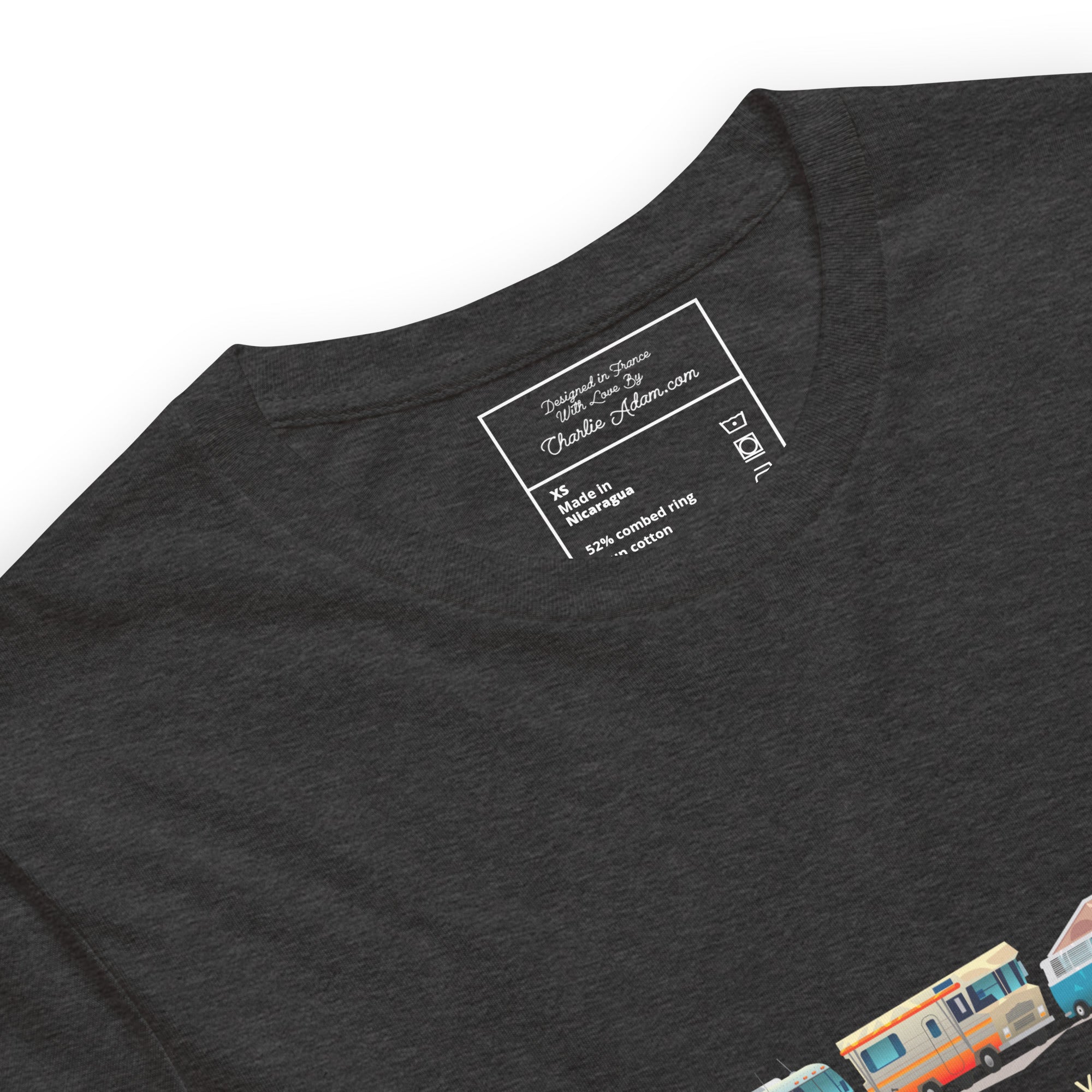 T-shirt en coton unisexe Vintage Campers: Home is where you park it sur couleurs chinées foncées