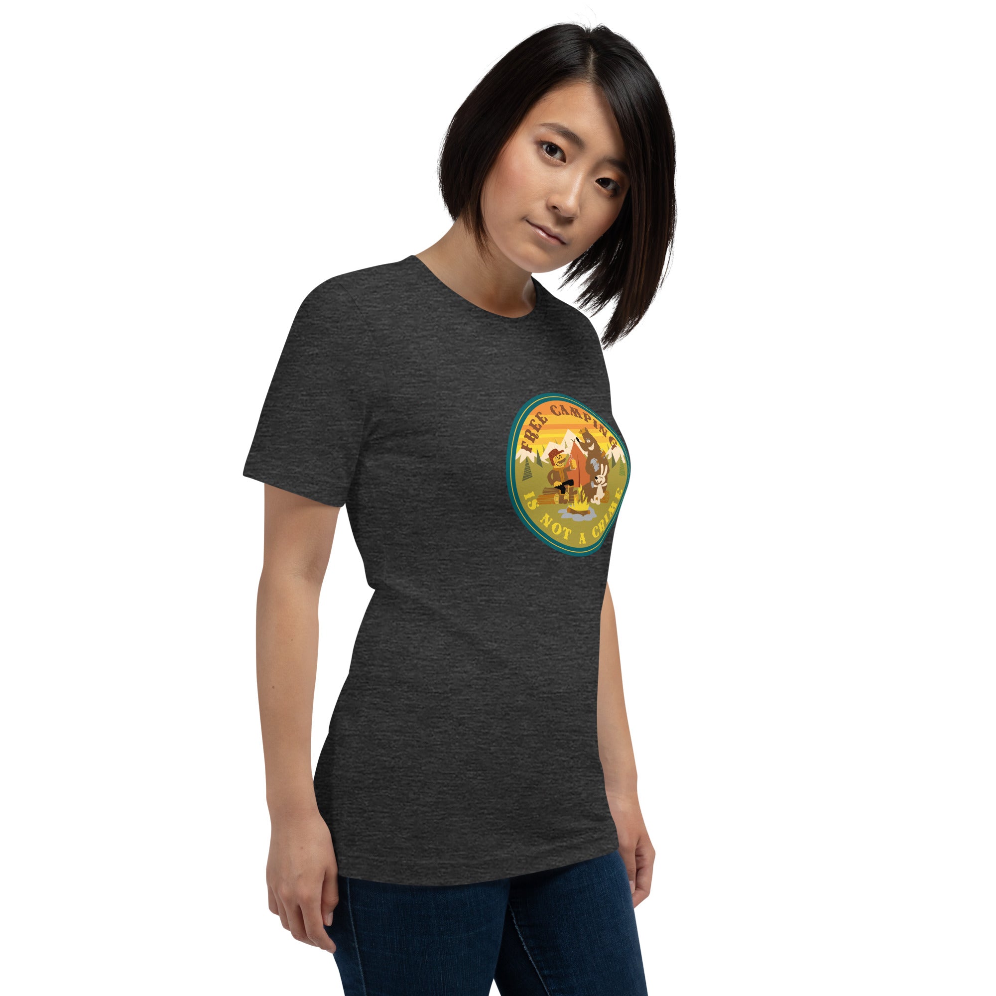 Unisex t-shirt Free Camping is not a crime on dark heather colors