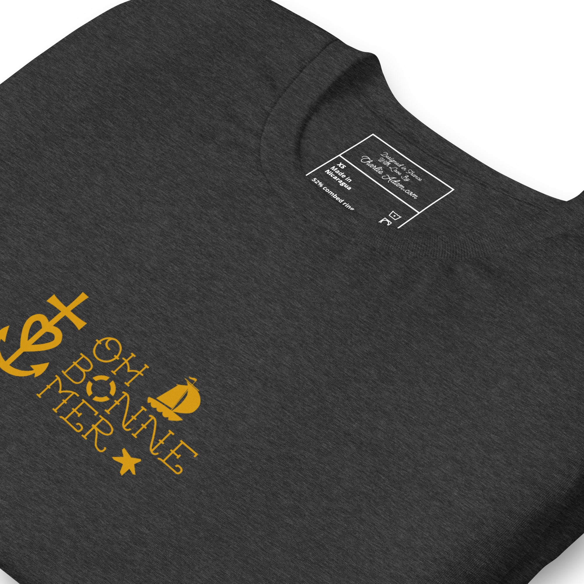 Unisex cotton t-shirt Oh Bonne Mer 2 on dark heather colors