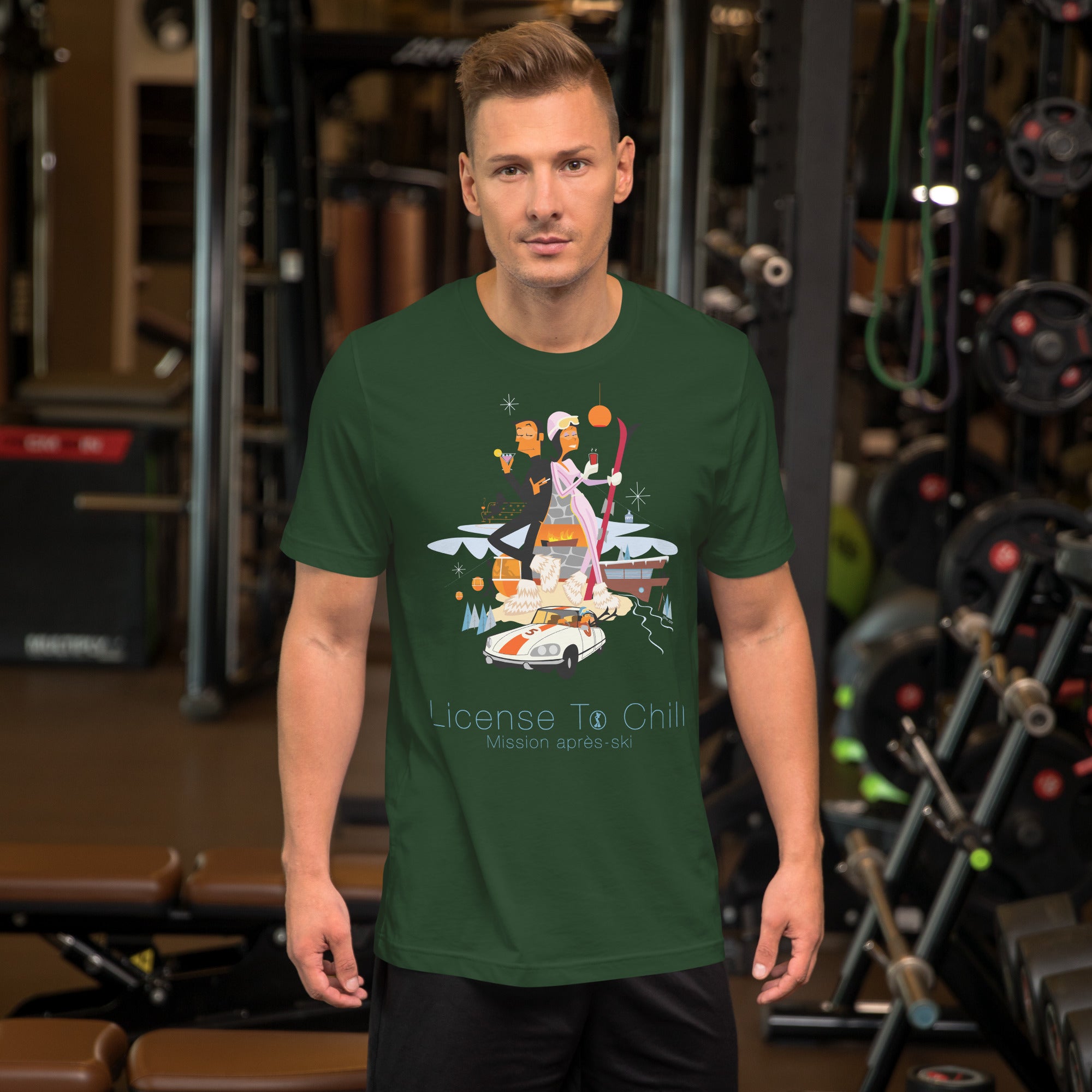 T-shirt en coton unisexe License To Chill Mission Après-Ski sur couleurs foncées