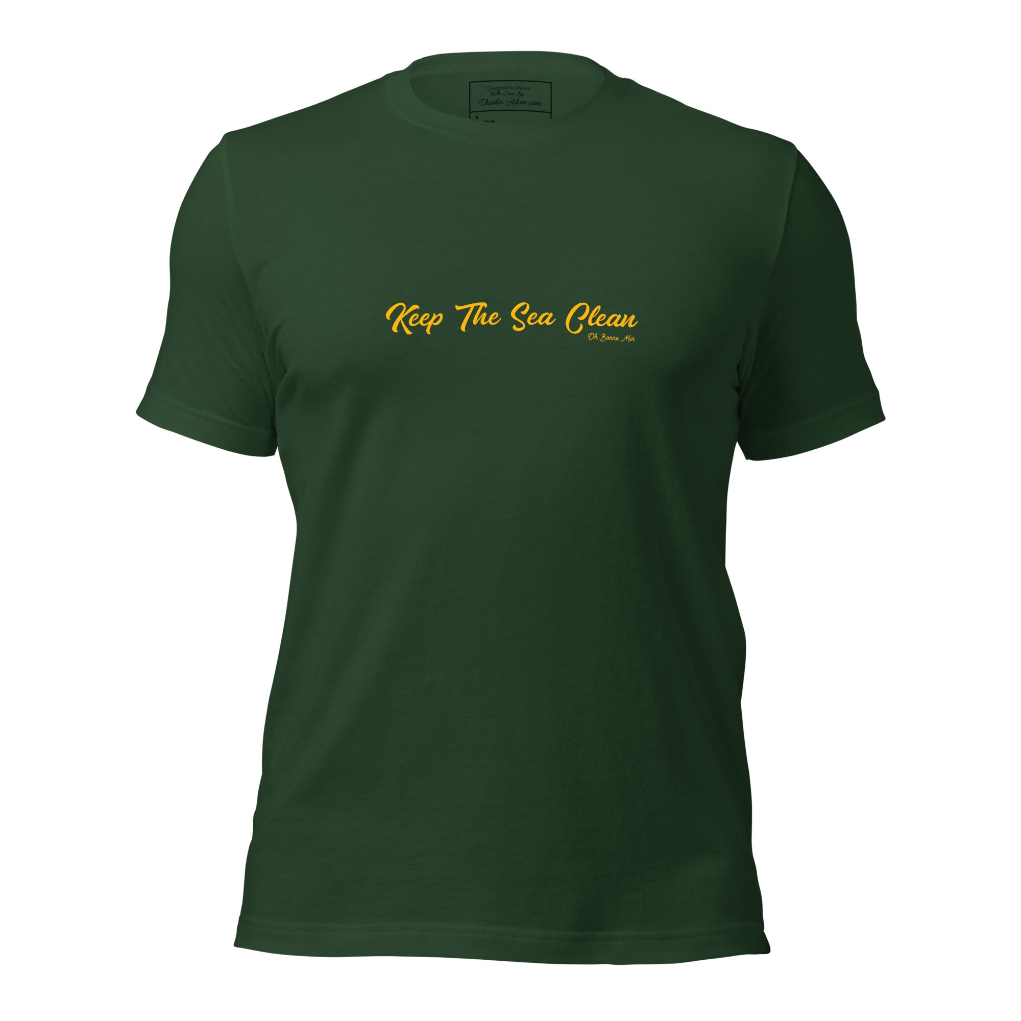 Unisex cotton t-shirt Keep The Sea Clean on greens