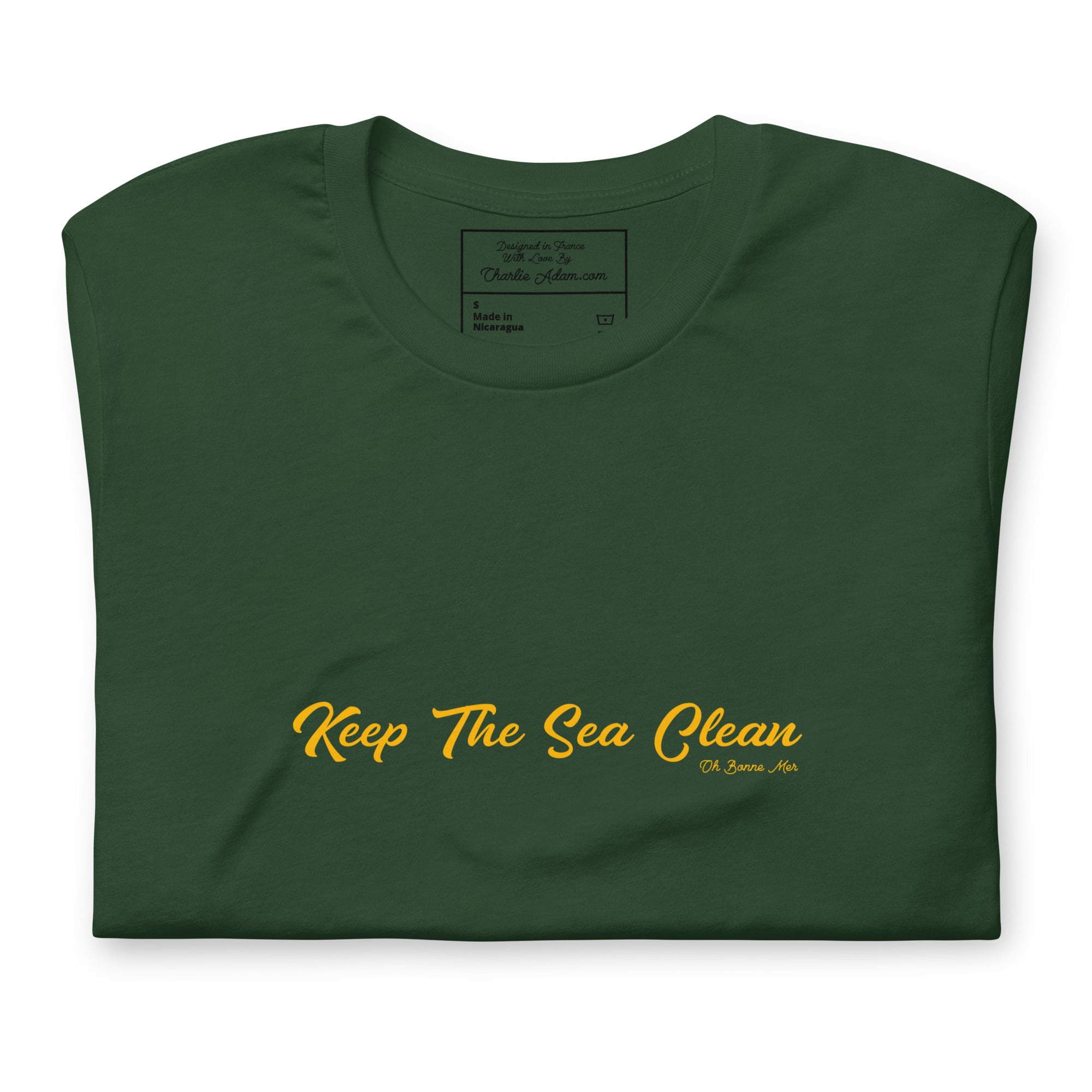 Unisex cotton t-shirt Keep The Sea Clean on greens