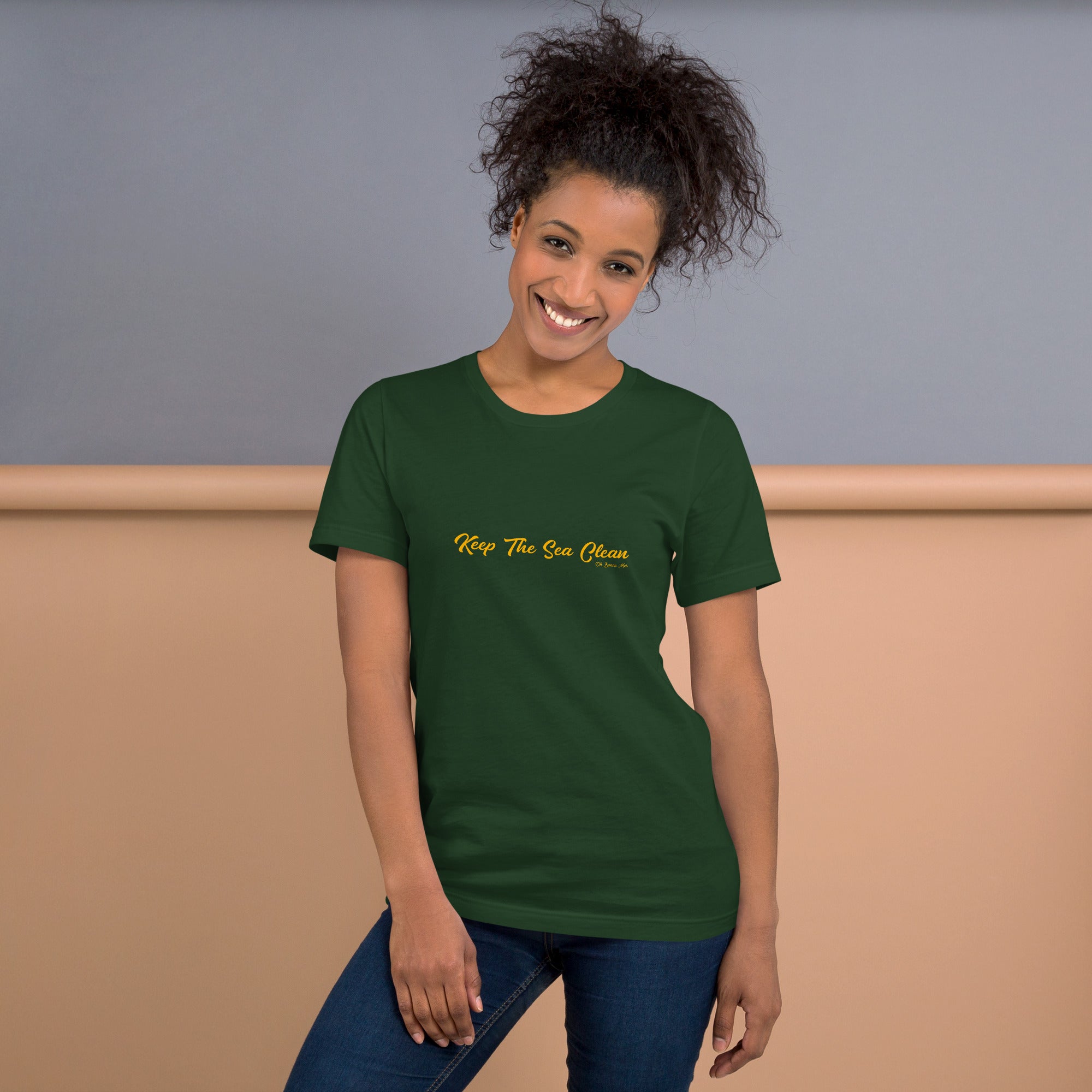 Unisex cotton t-shirt Keep The Sea Clean on greens