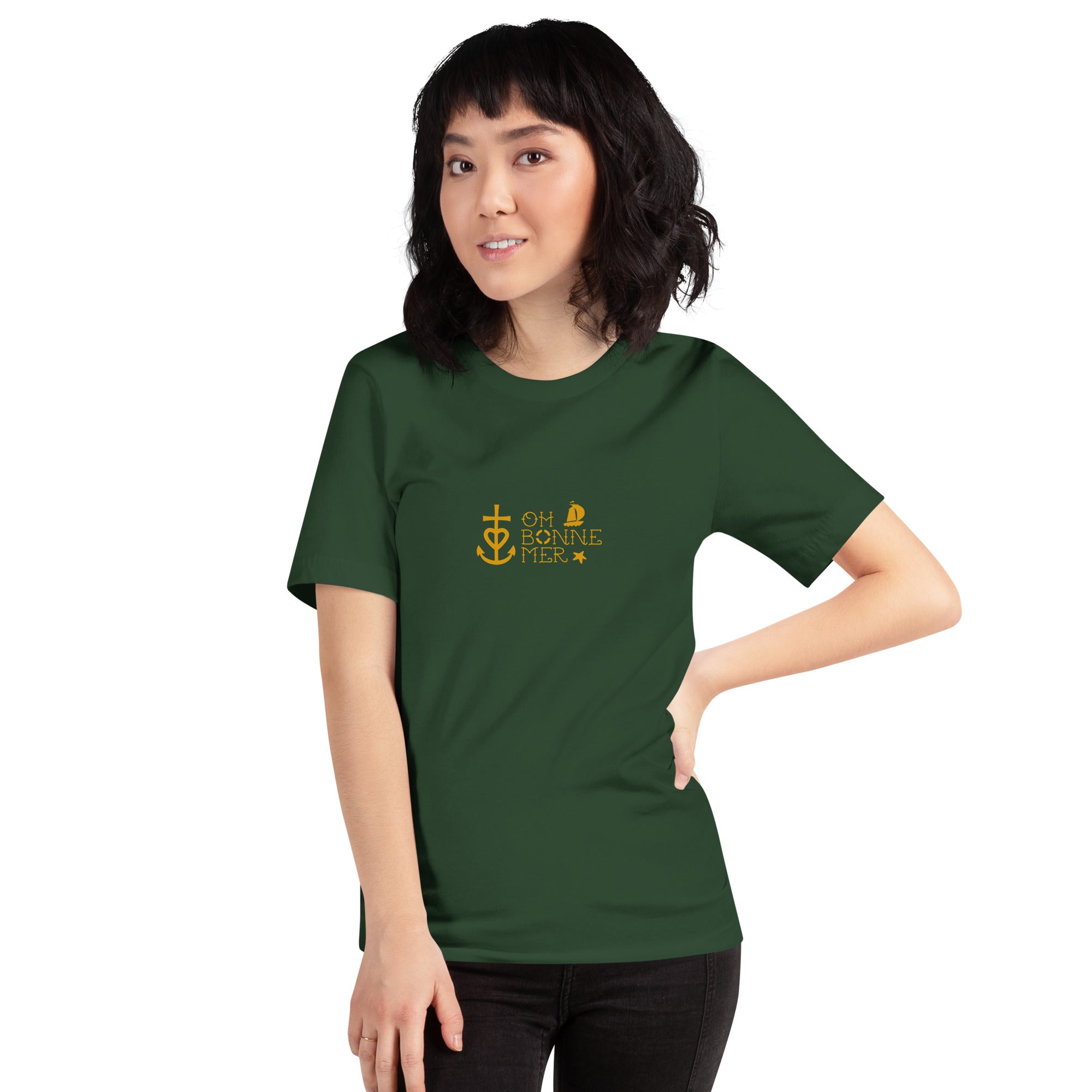 Unisex cotton t-shirt Oh Bonne Mer 2 on greens