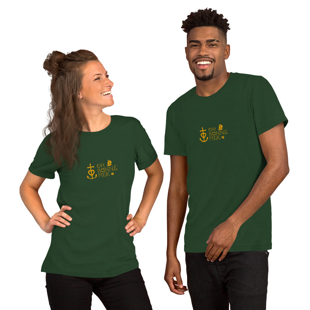 Unisex cotton t-shirt Oh Bonne Mer 2 on greens