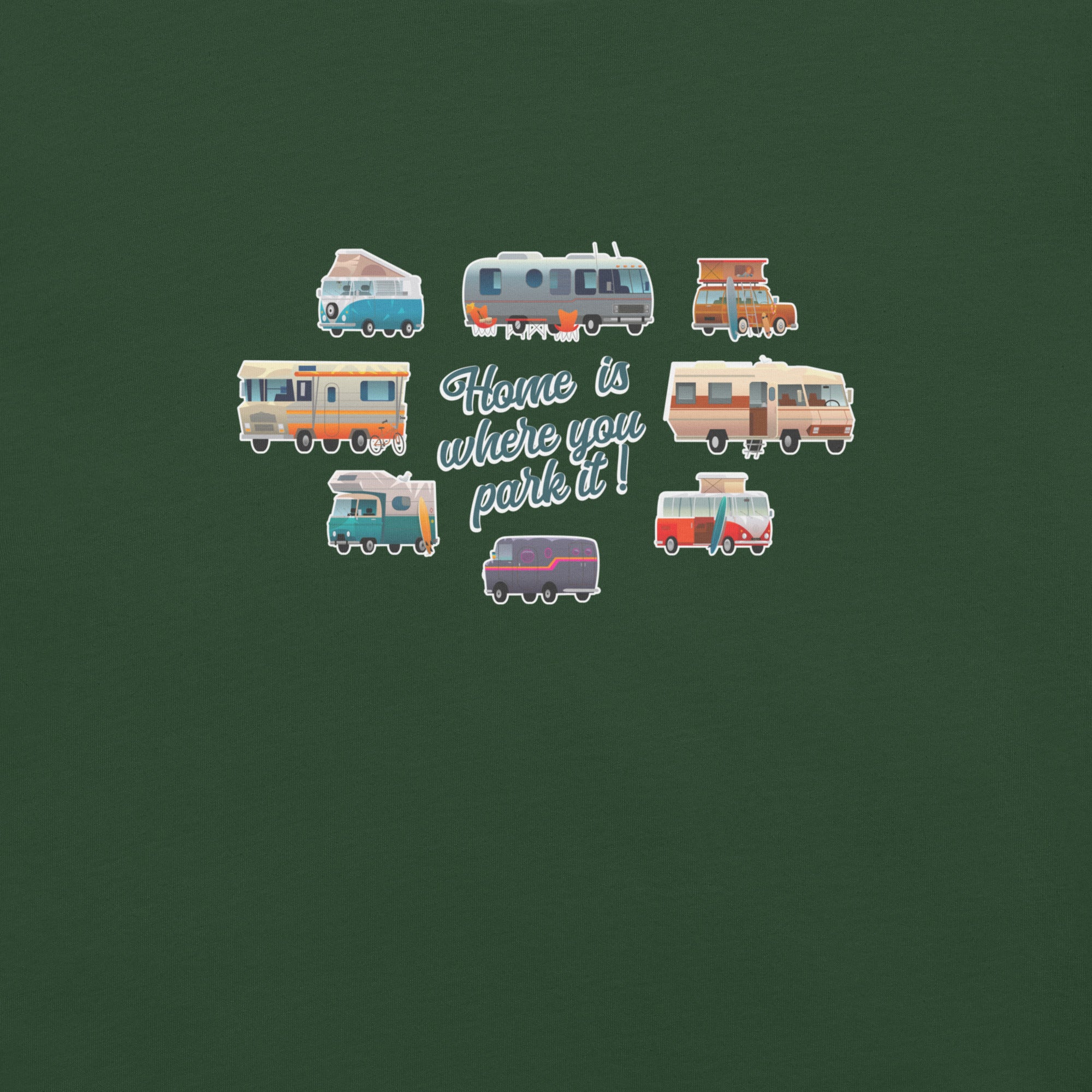 Unisex t-shirt Square Vintage Campers on greens