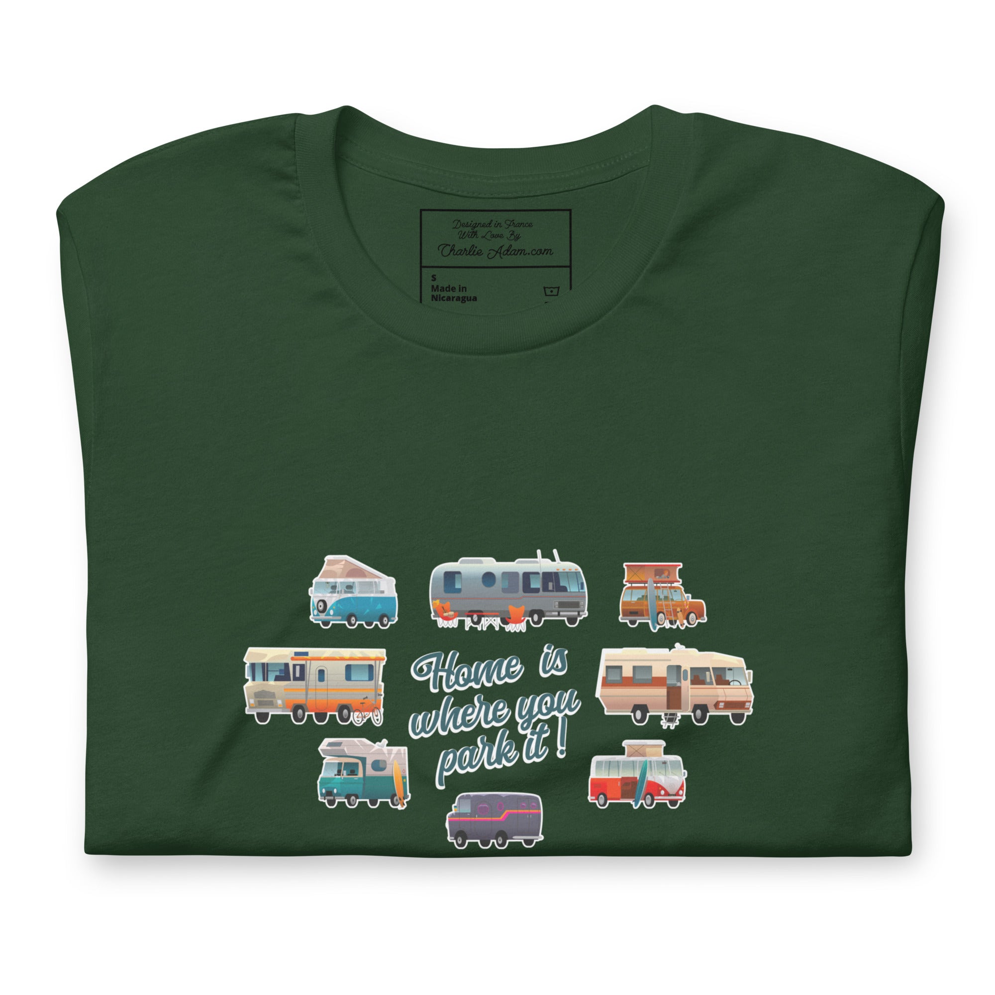 Unisex t-shirt Square Vintage Campers on greens