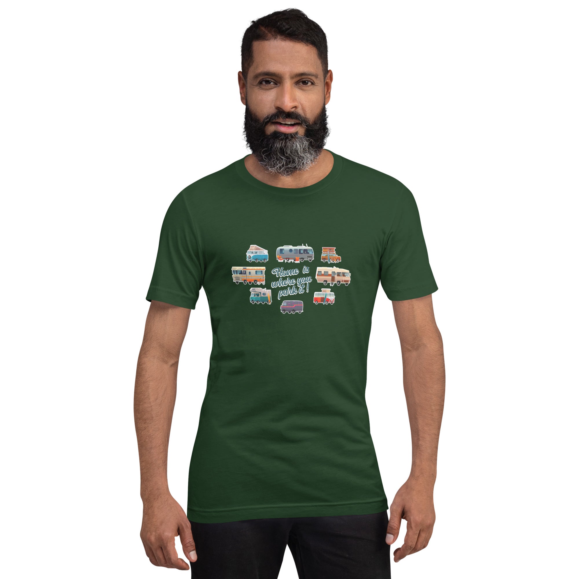 Unisex t-shirt Square Vintage Campers on greens