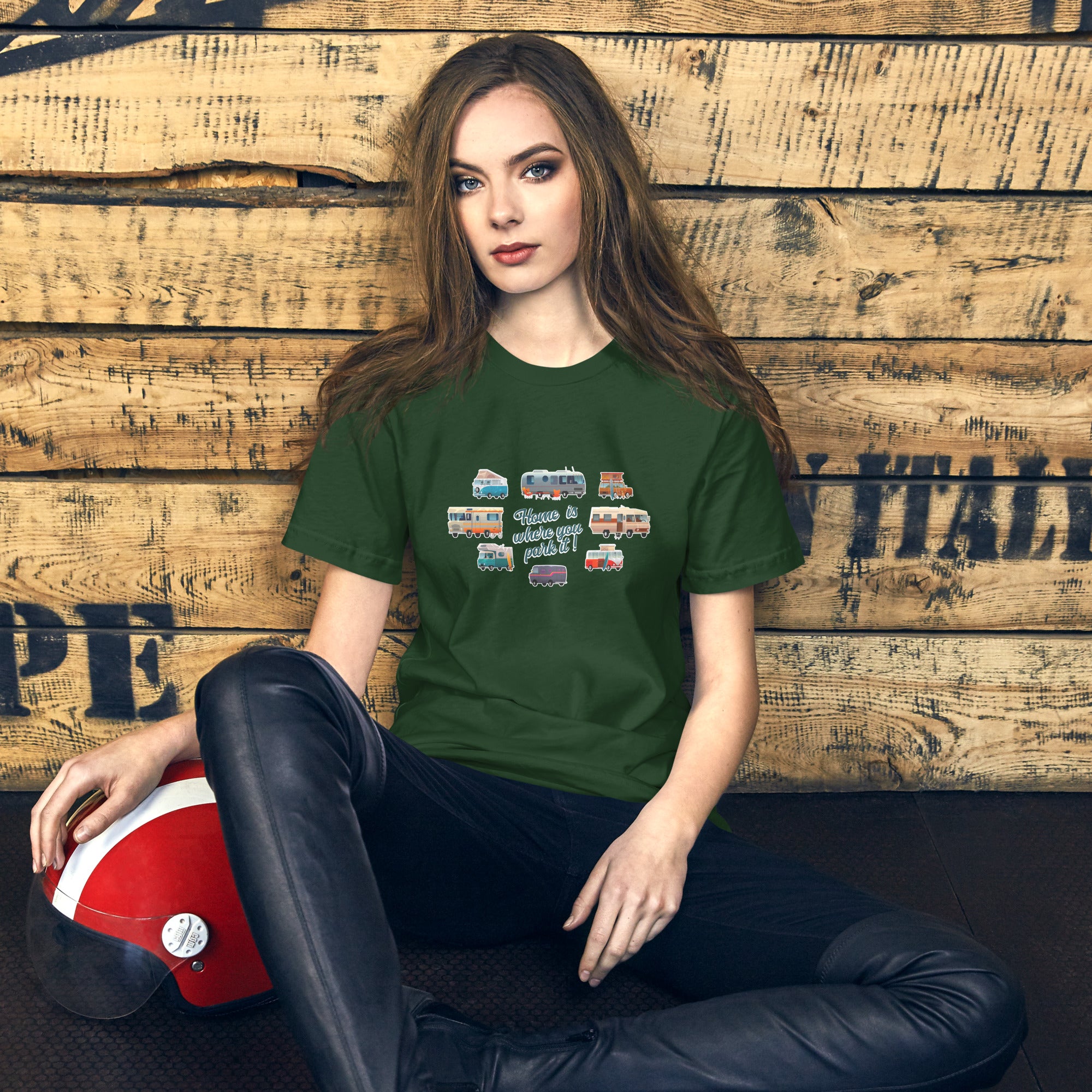 Unisex t-shirt Square Vintage Campers on greens