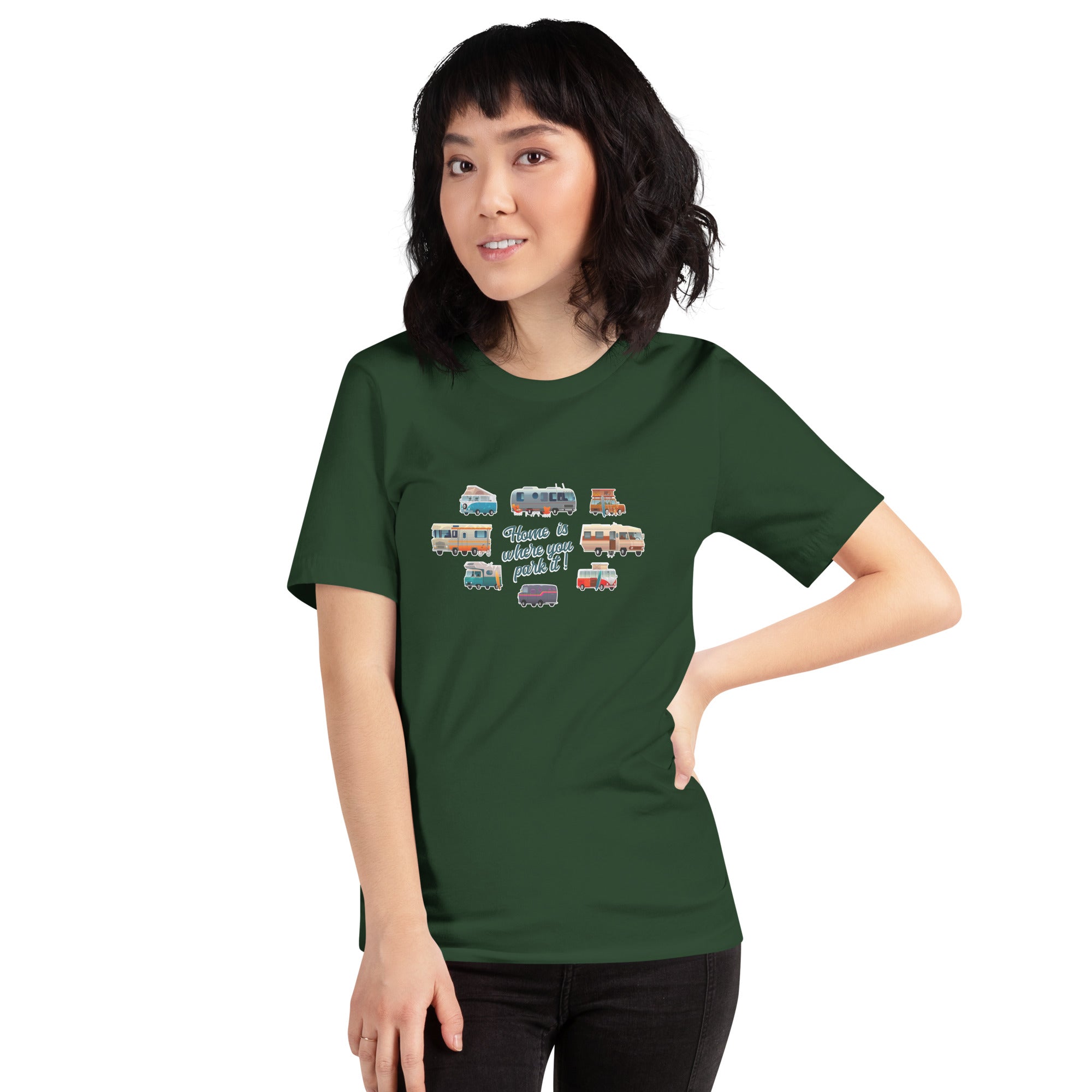 Unisex t-shirt Square Vintage Campers on greens