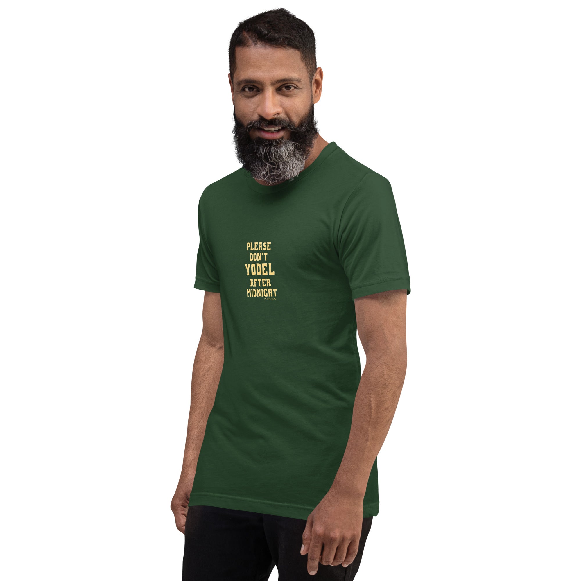 T-shirt en coton unisexe Don't Yodel After Midnight texte clair