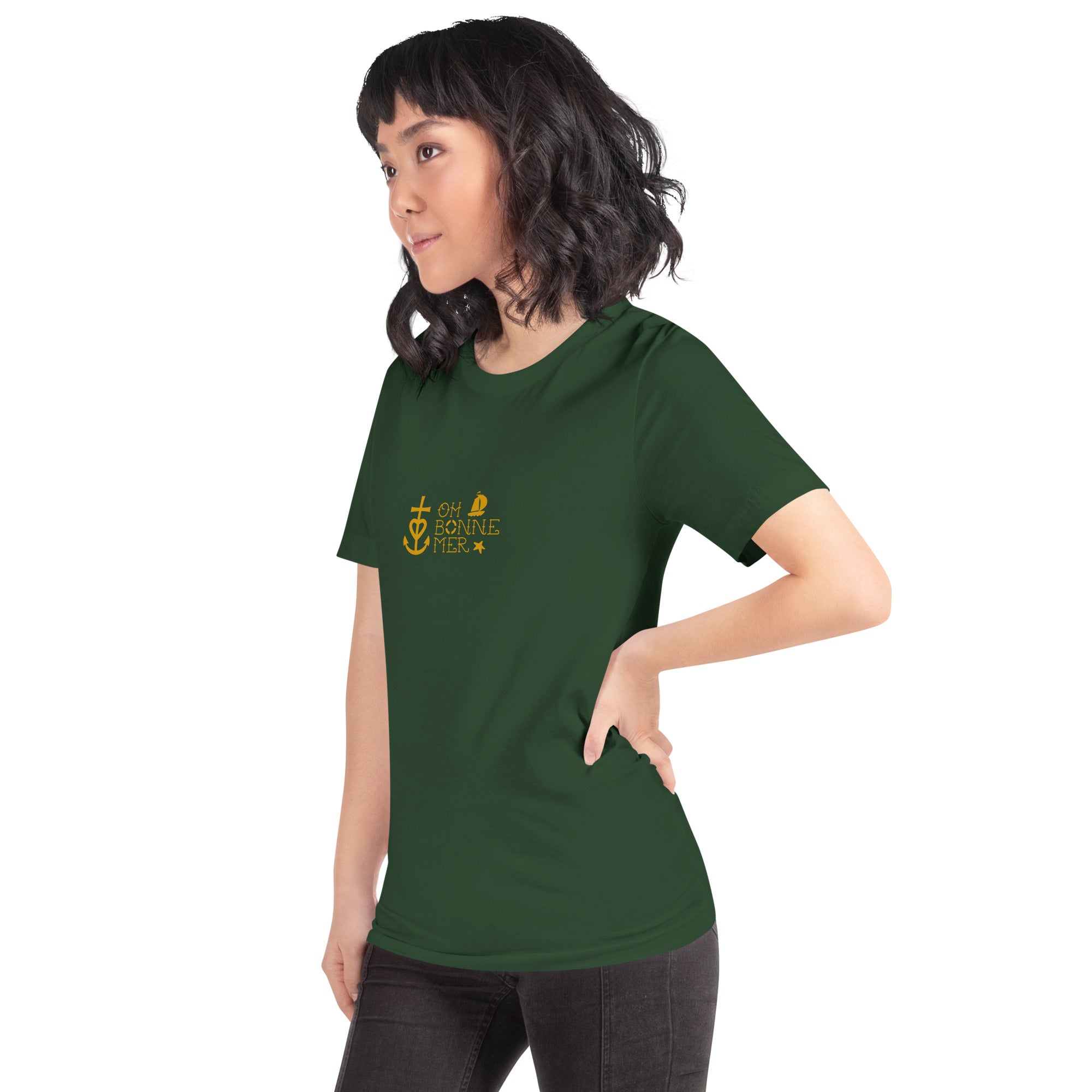 Unisex cotton t-shirt Oh Bonne Mer 2 on greens